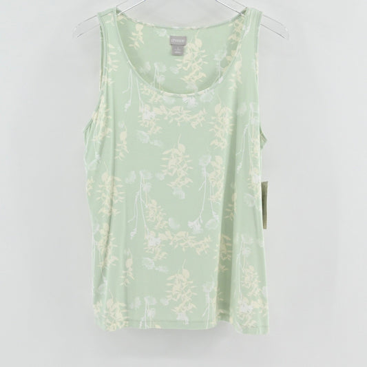 Chicos Bouquet Polish Knit Tank Top Size L Floral Sleeveless Green