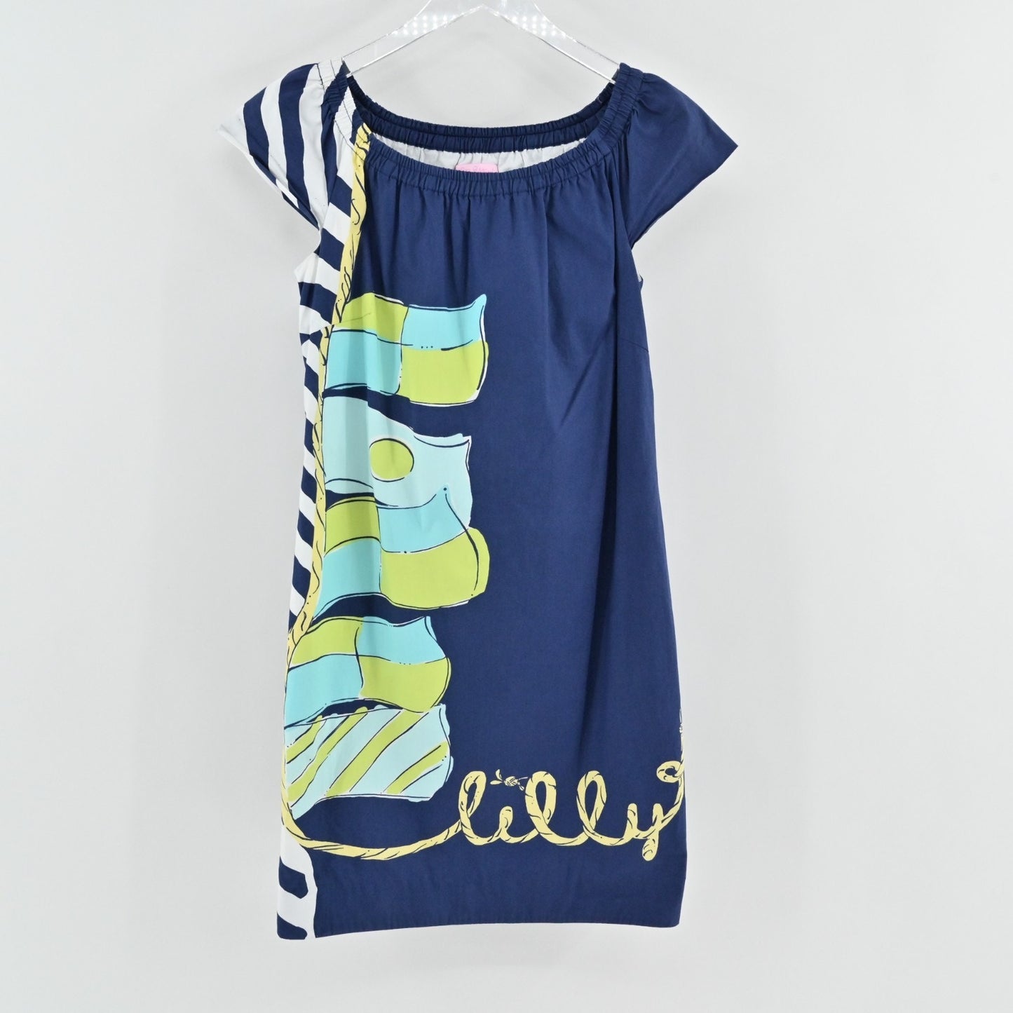 Lilly Pulitzer Navy Sullivan You're Flagged Nautical Shift Dress Size XS Coastal