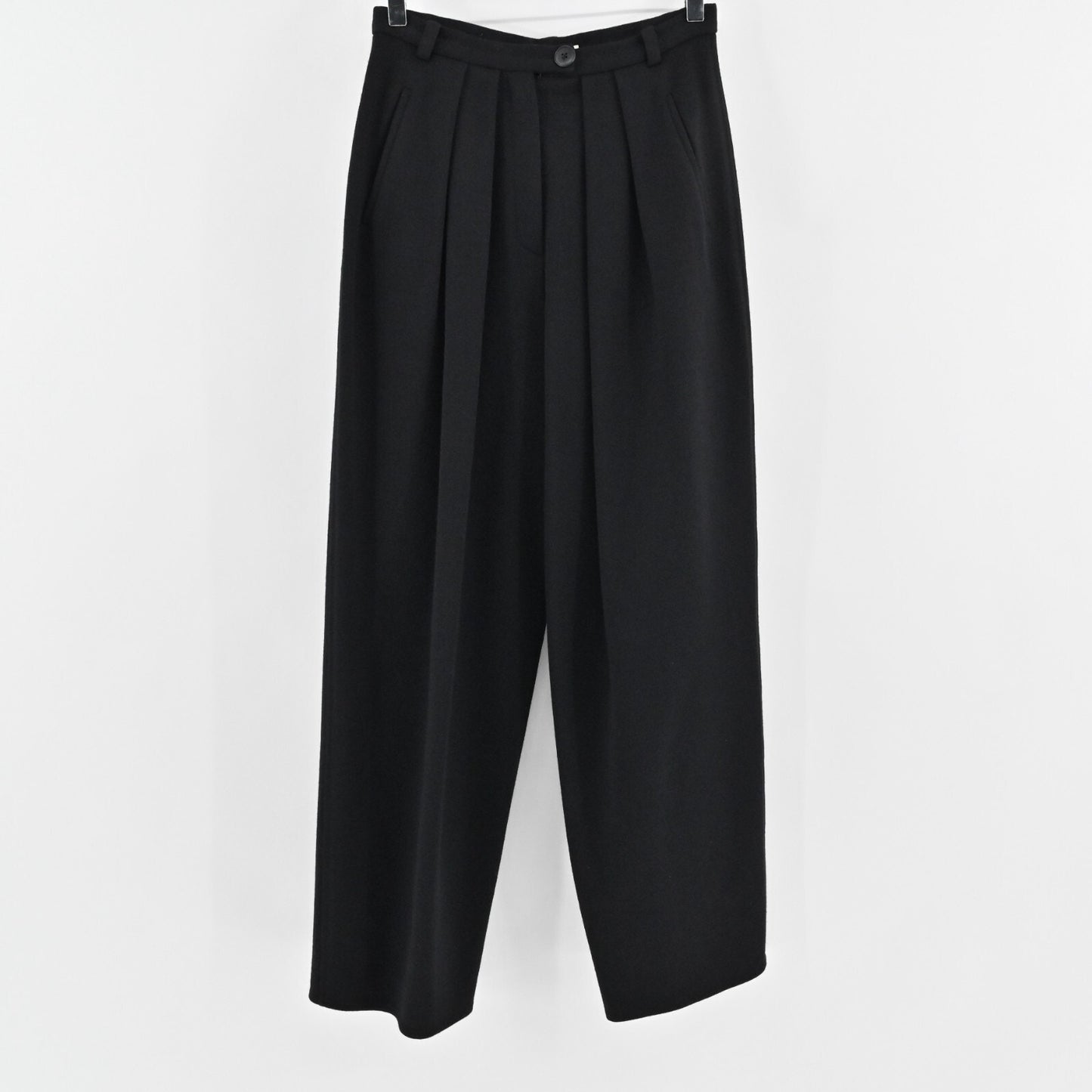 Vtg SONIA RYKIEL Pants Womens Size 6 Black Wool Pleated High Rise Straight