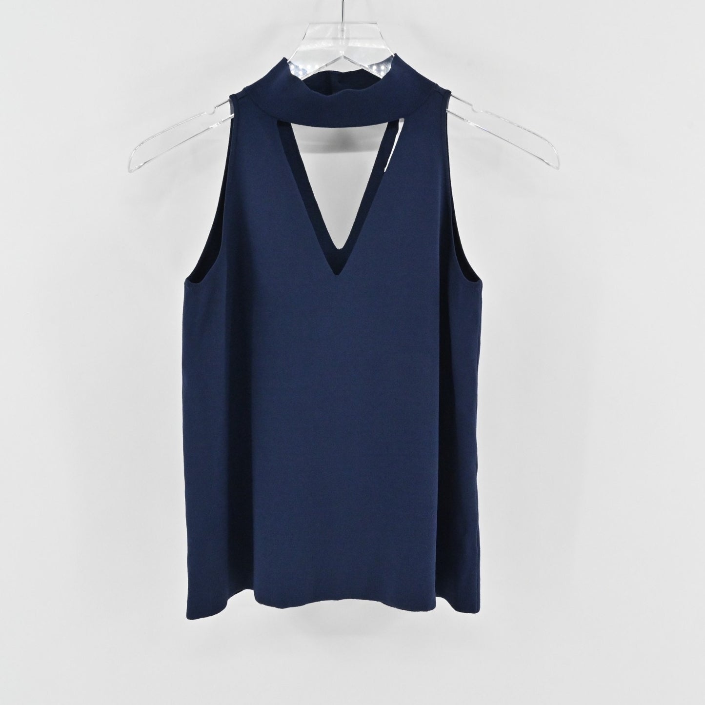 Milly Womens Navy Blue Knit Top Size XS VNeck Collar Sleeveless Stretch Blouse