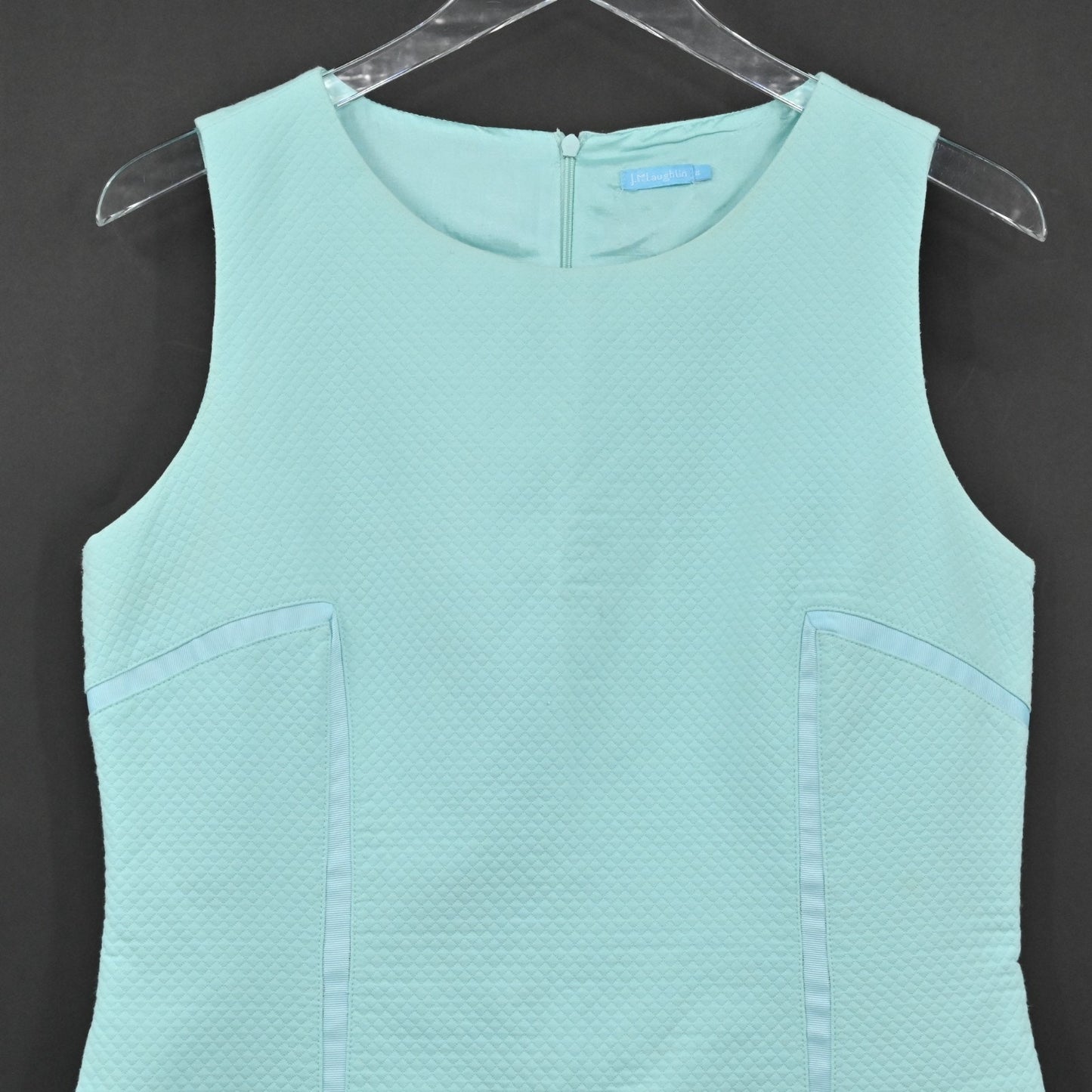 J MCLAUGHLIN Blue Sleeveless Dress Size 8 Textured Detail Shift Casual Preppy