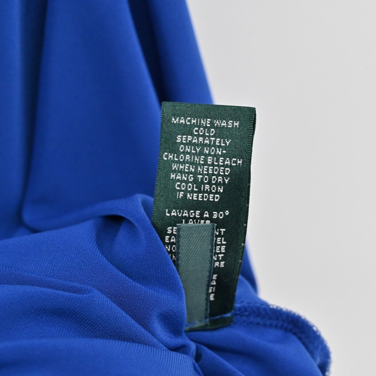 RALPH LAUREN Dress Size 6 Cobalt Blue Stretch Jersey Cowl Neck Ruched Corpcore