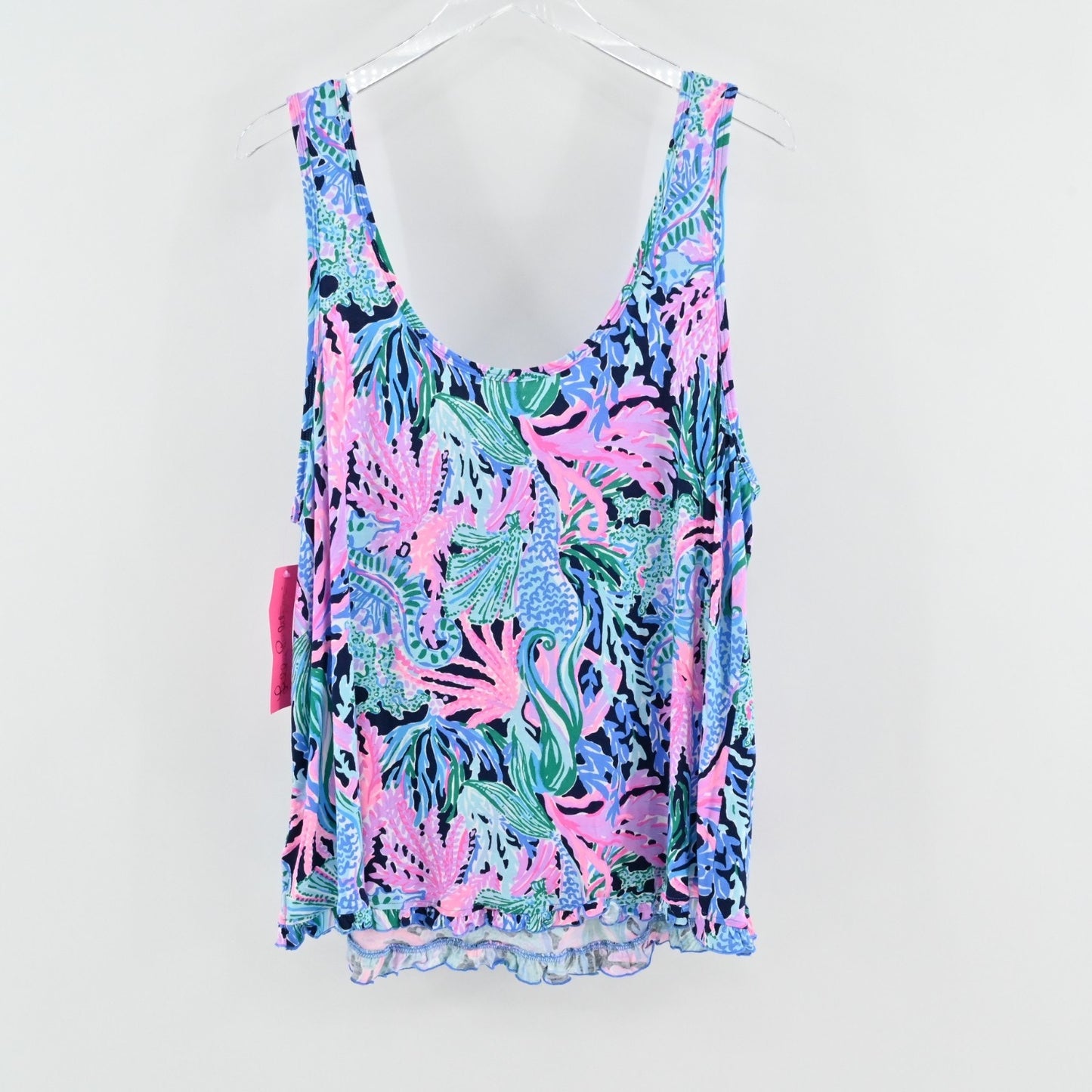 Lilly Pulitzer Womens Ruffle PJ Tank Size XXL High Tide Navy Bringing Mermaid