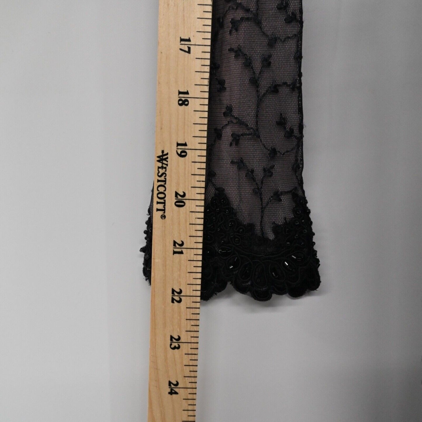 Vtg Dress Womens Size L Black Pink Sheer Floral Embroidered Beaded Lace Trim 80s