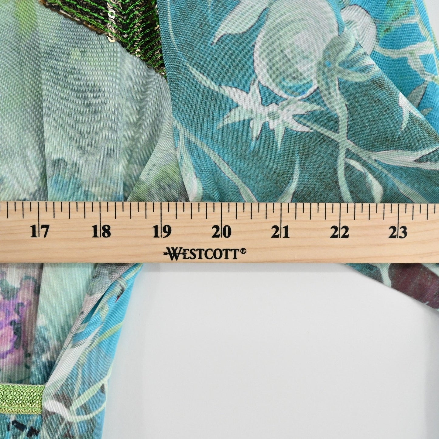 Save The Queen Wrap Dress Sz S Italy Turquoise Floral Mesh Long Sleeve Eclectic