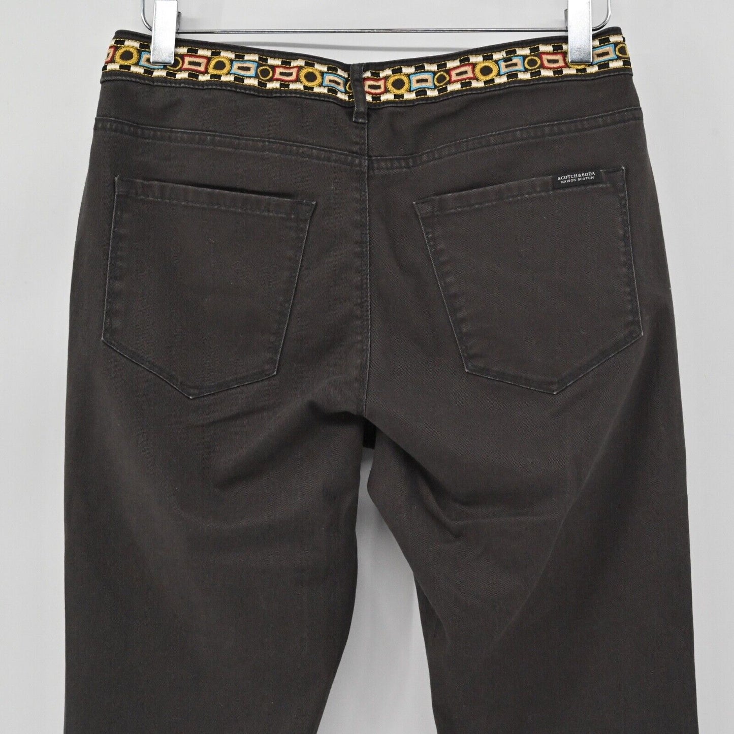 SCOTCH SODA Jeans Womens Size 29 Gray Embroidered Mid Rise Skinny Stretch Boho