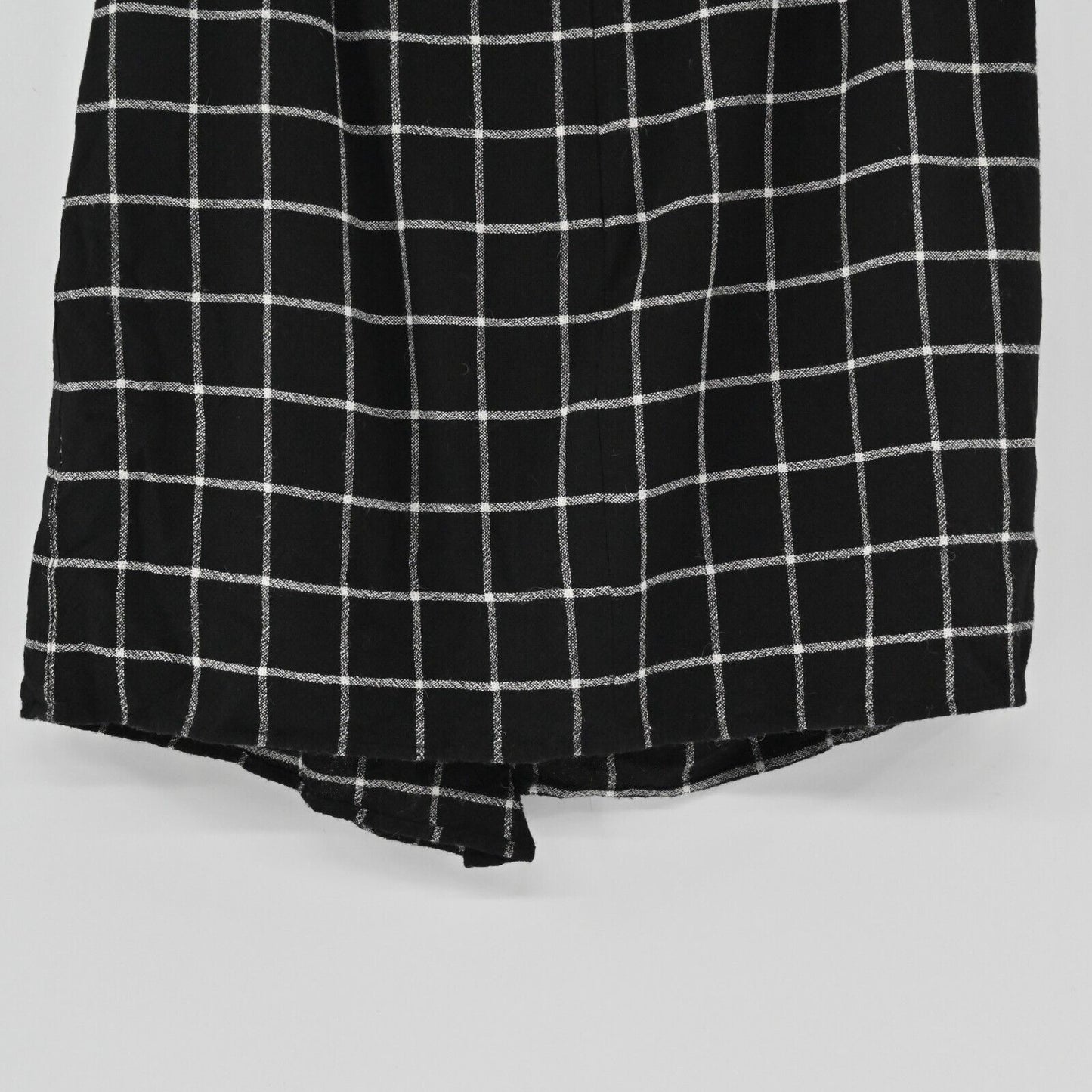 MADEWELL Skirt Womens Sz 10 Windowpane Check Ruffle Front Black White Wool Blend