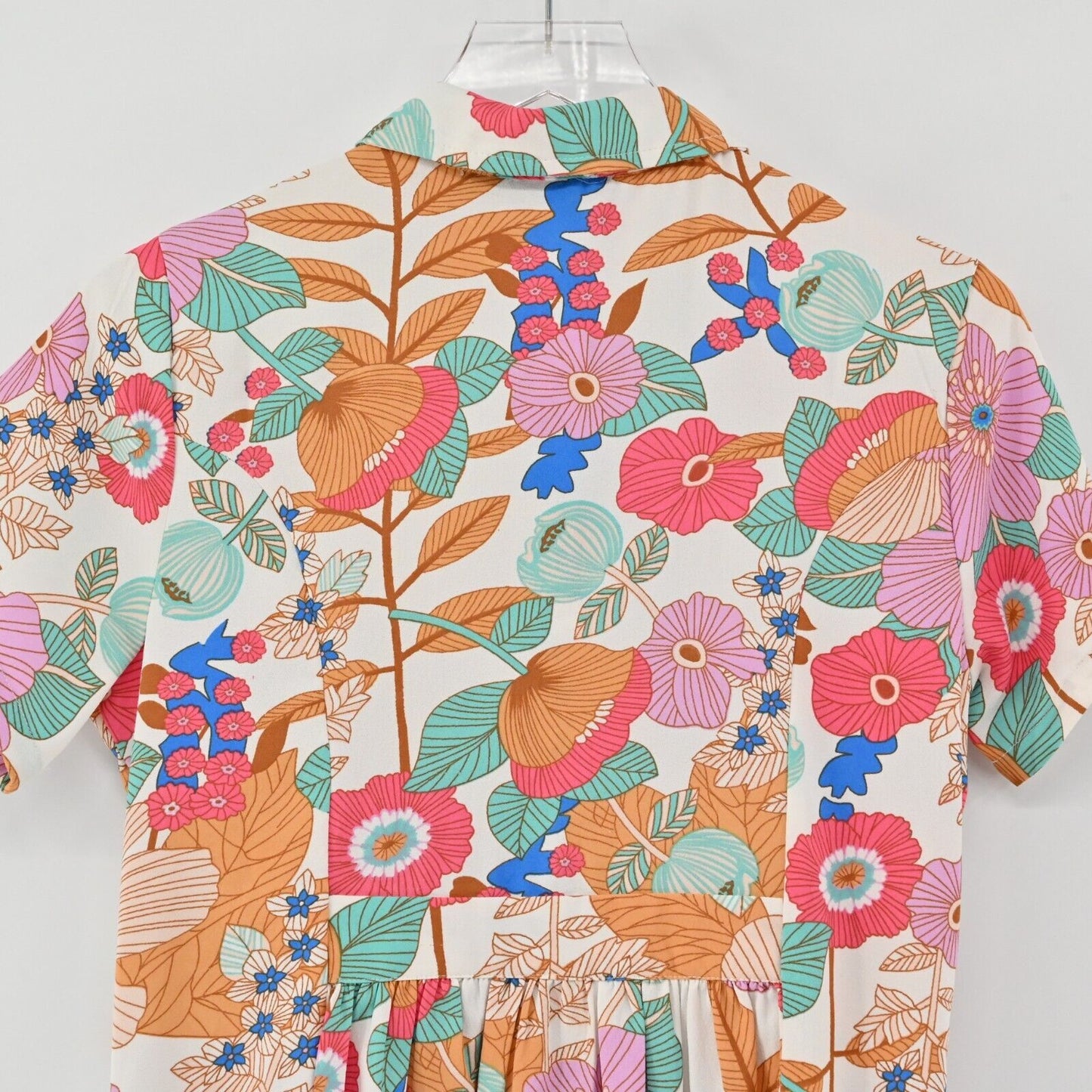 TOLANI Dress Sz XXS Multicolor Floral Print Tiered Button Front Mini Boho Retro