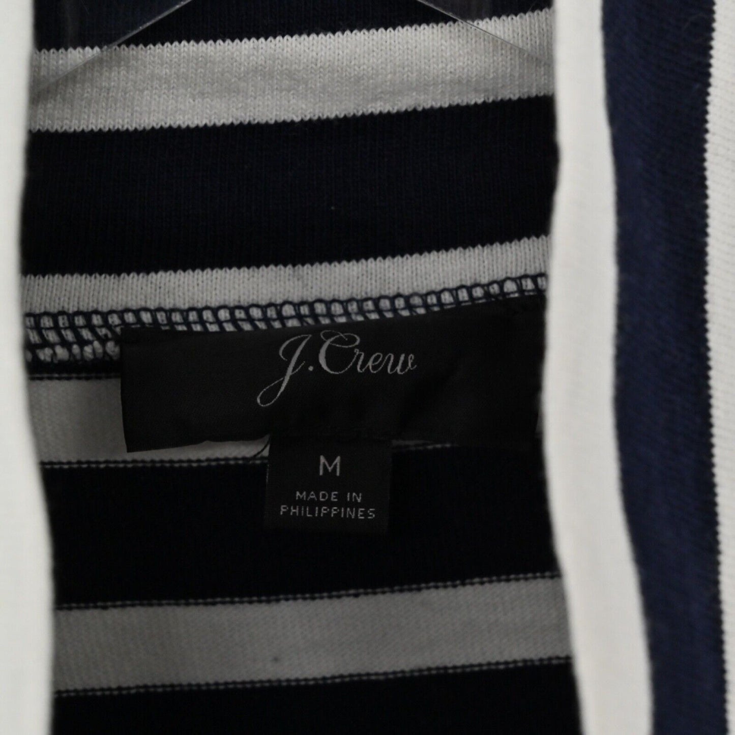 J CREW Sweatshirt Womens Size M Navy Blue White Stripe 100% Cotton Nautical Cape