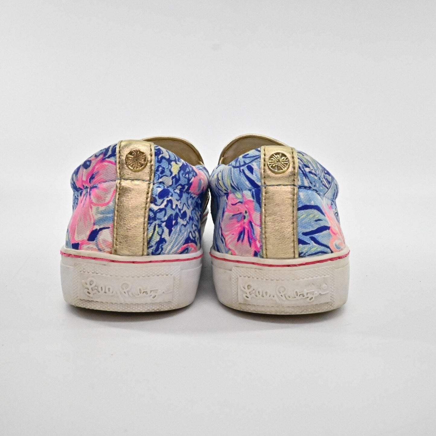 LILLY PULITZER Womens Julie Sneaker Size 9 Blue Lapis Bloom Print Slip On Preppy