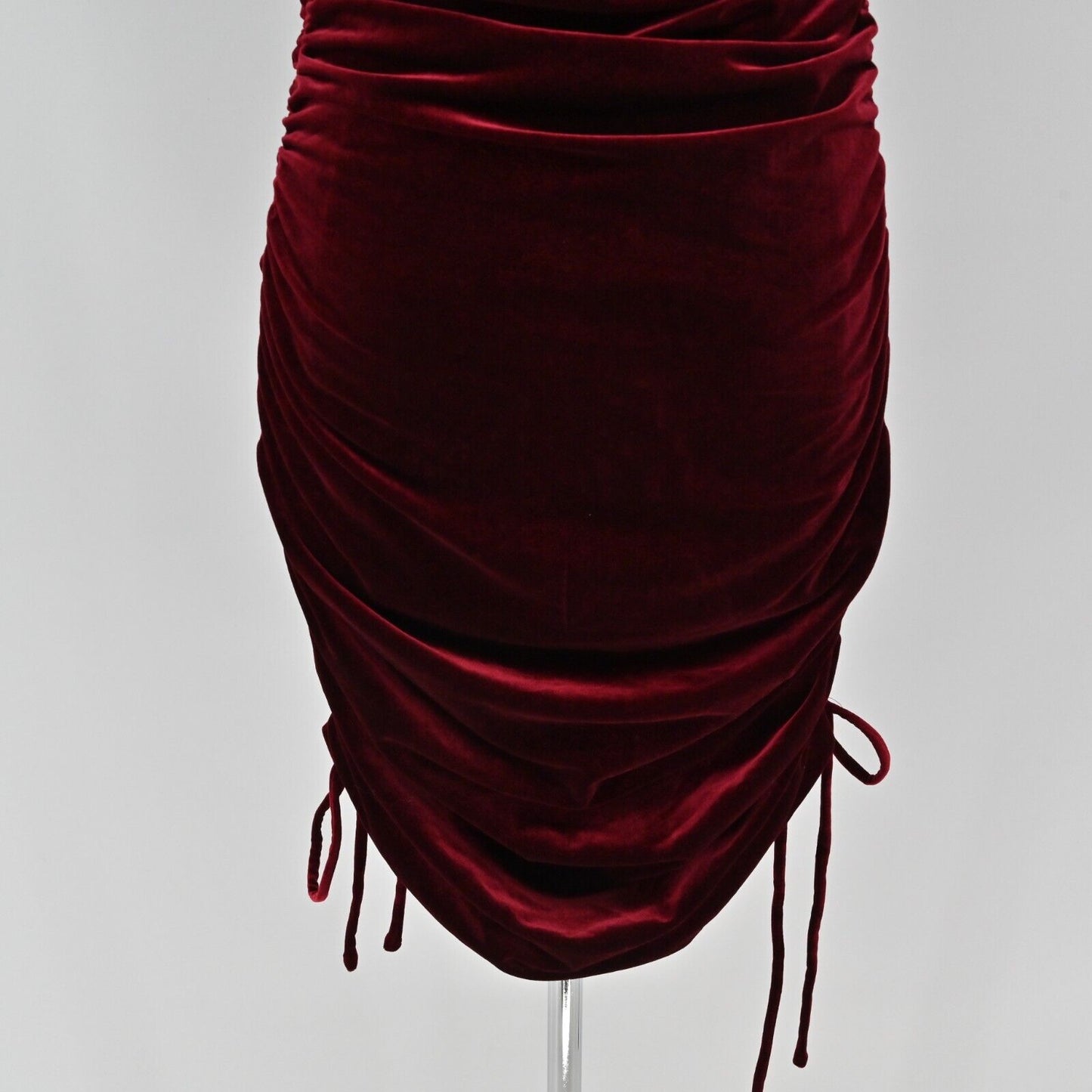 HOUSE of HARLOW Dress Womens Size L One Shoulder Velvet Ruched Side Garnet Red