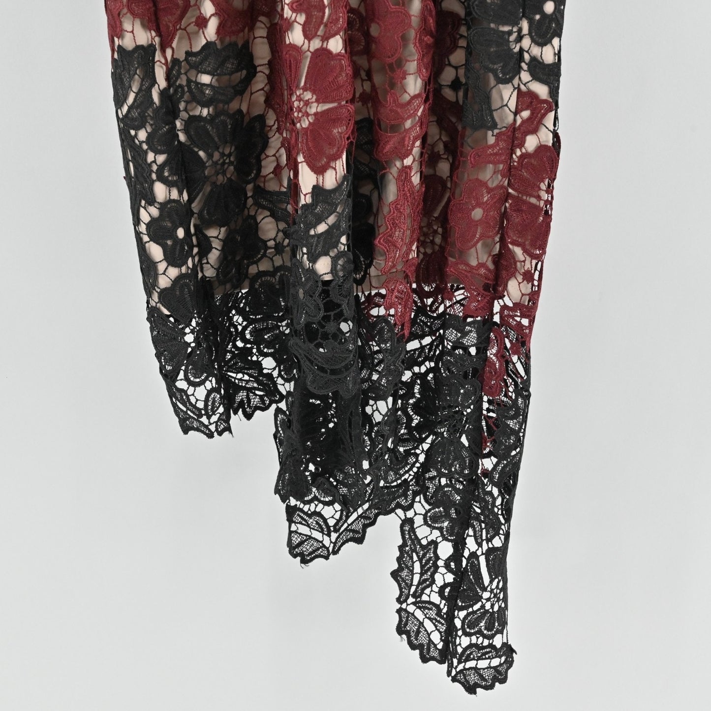 Bardot Eve Lace Asymmetrical Bodycon Dress Size S Black Burgundy Dark Romantic