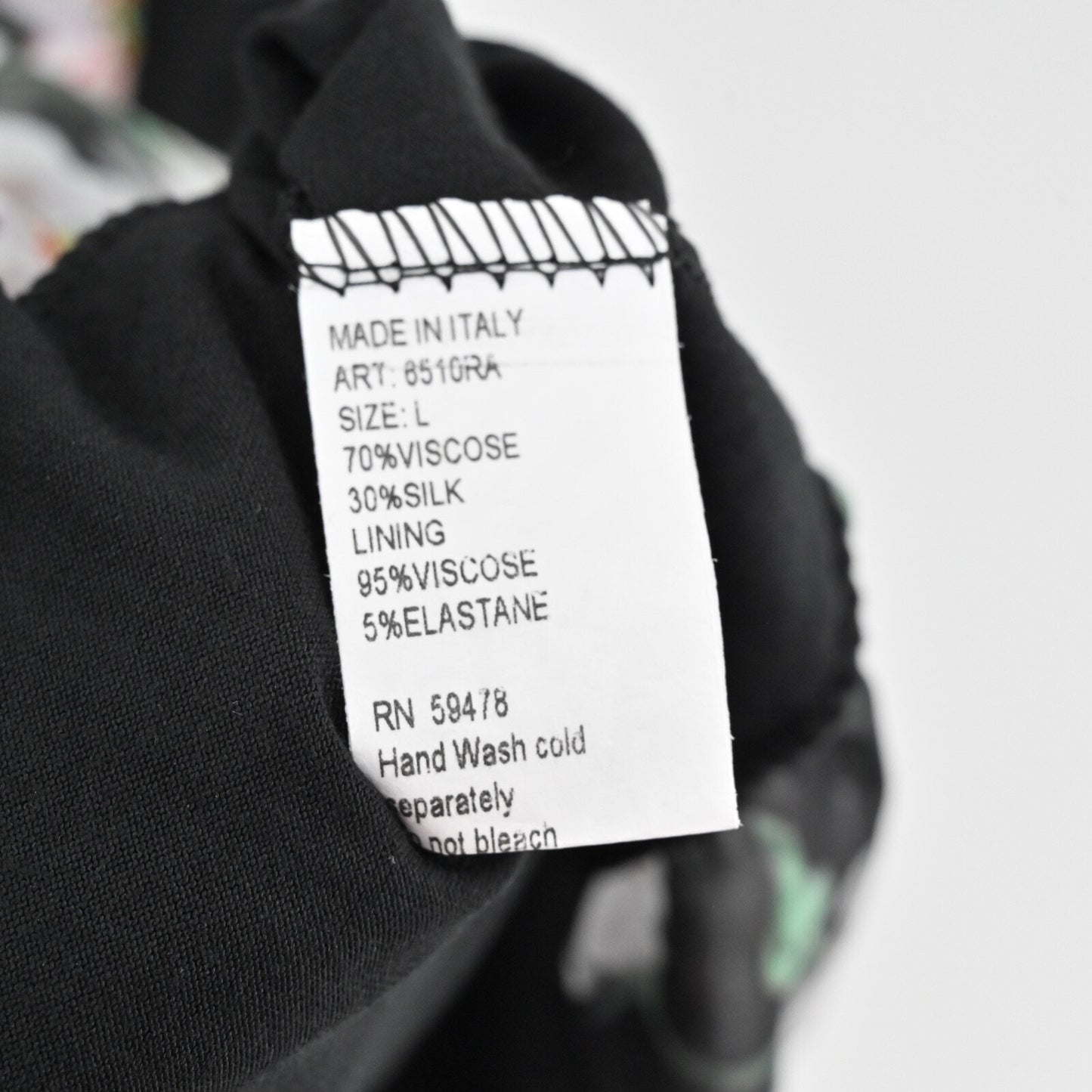 ELENA BALDI Silk Maxi Dress Size L Black Floral Chiffon Sleeveless V Neck Italy