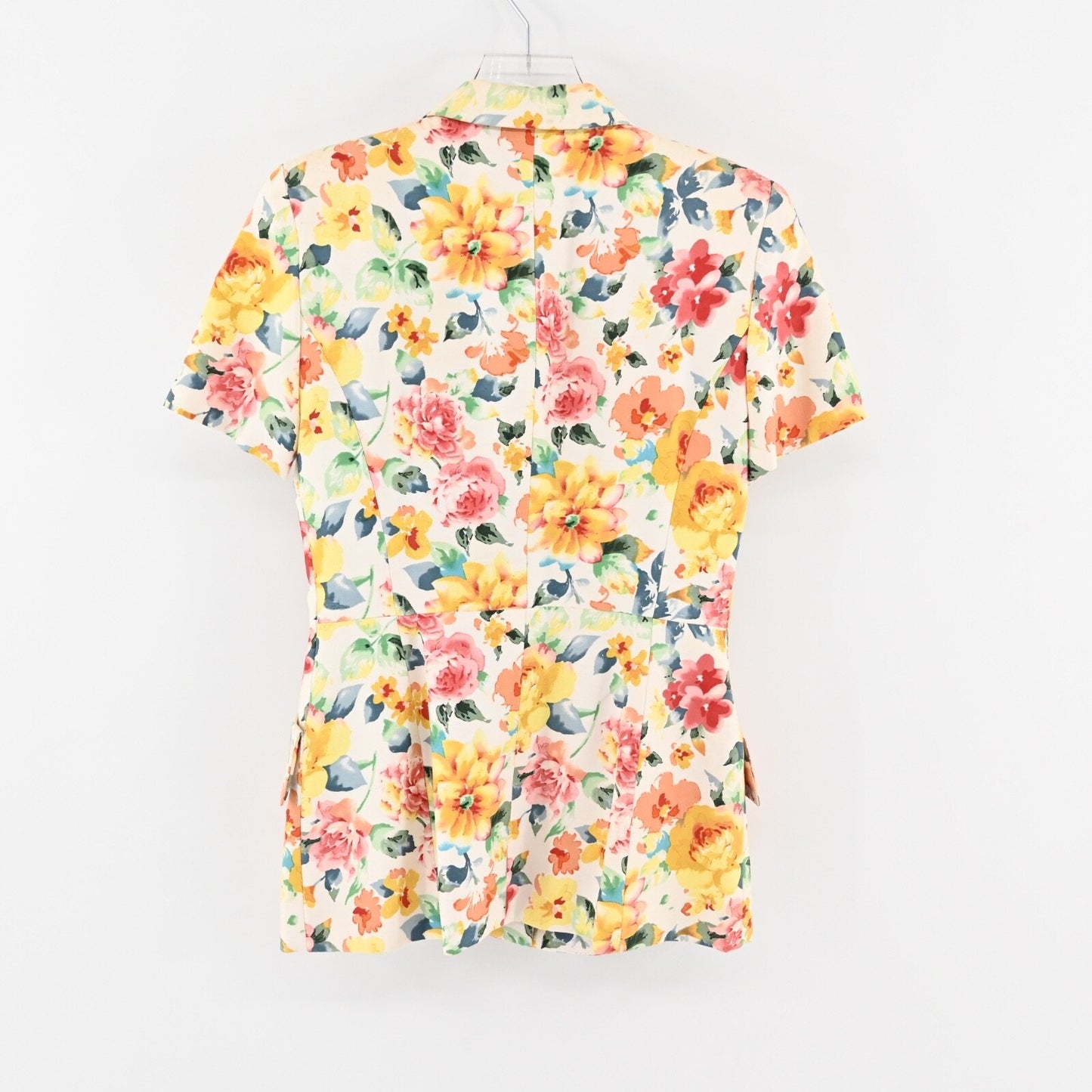 Vtg CHRISTIAN DIOR Womens Floral Skirt Suit Sz 2 Silk Short Sleeve Retro USA 80s