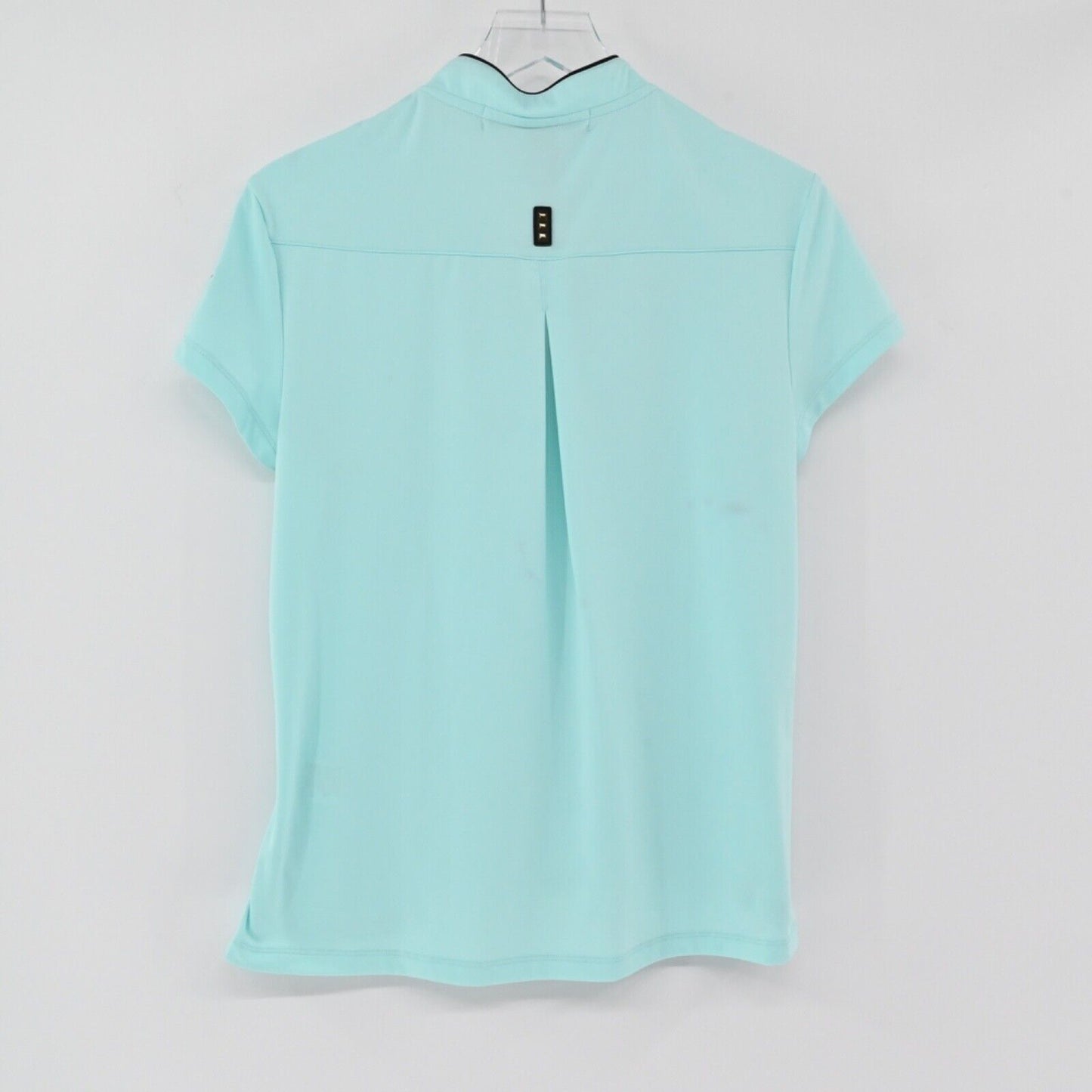 JAMIE SADOCK Top Womens Sz M Blue Mandarin Collar Frog Toggle Short Sleeve Golf
