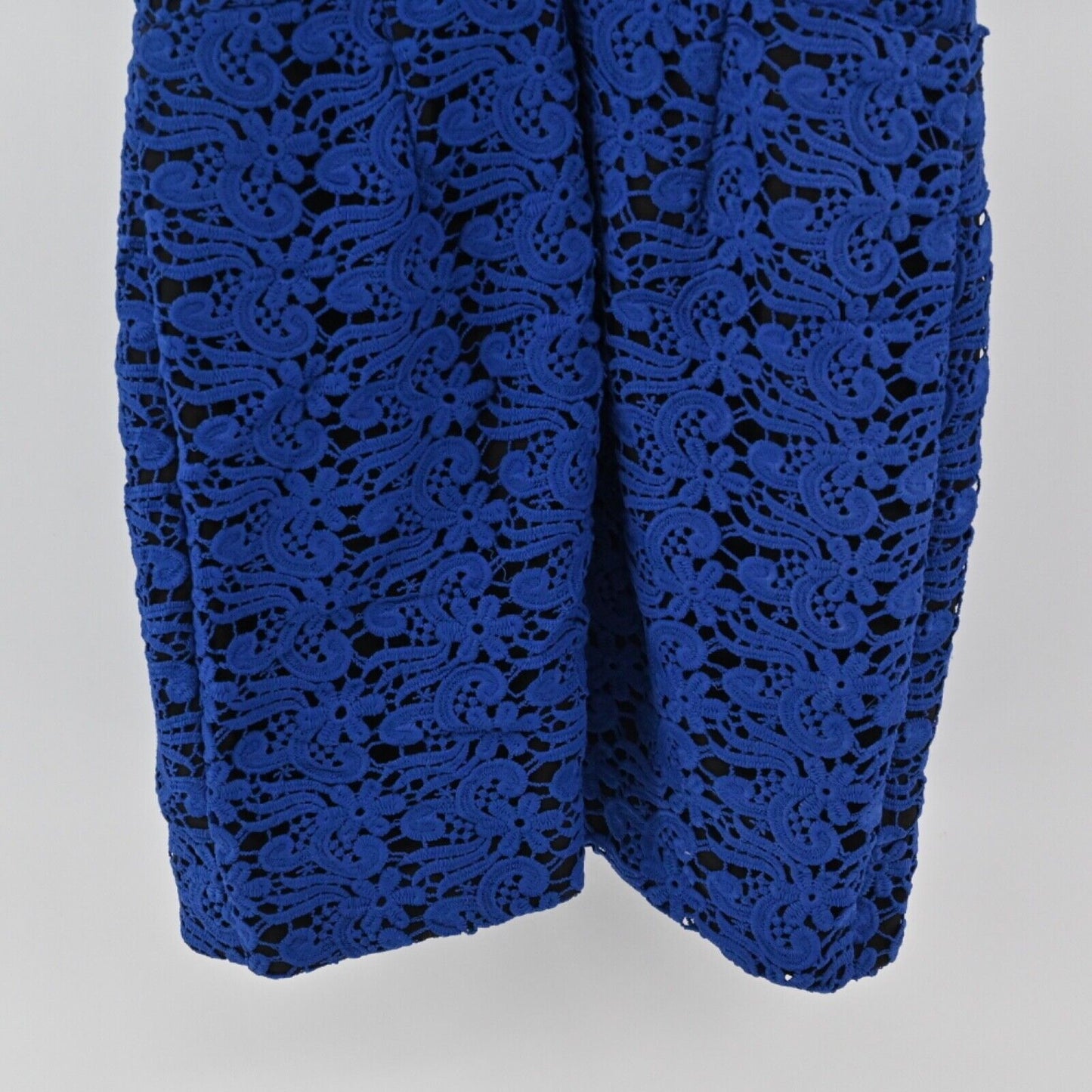 LINE DOT Dress Womens Size M Blue Black Floral Crochet Lace Halter Mini Sheath