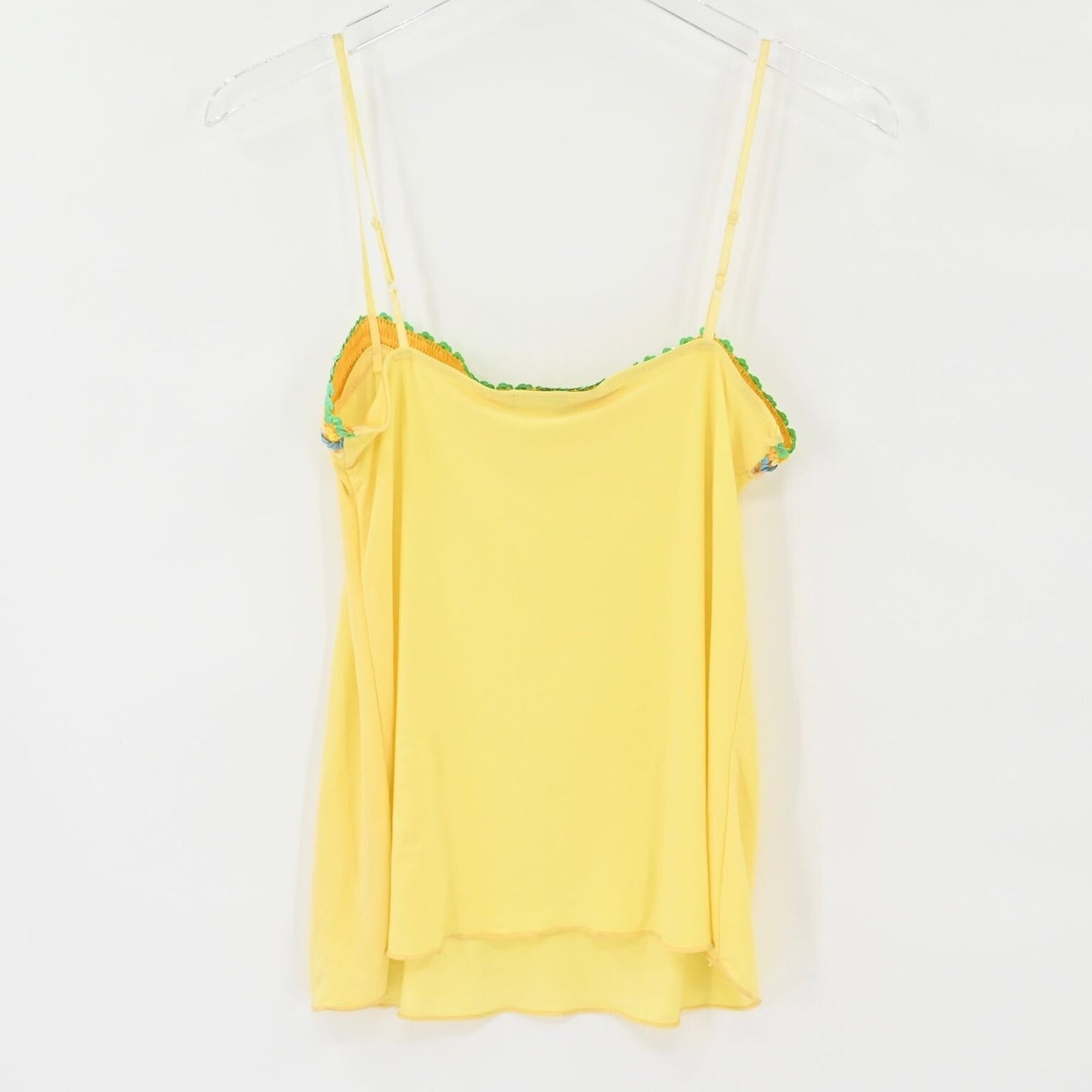 Vtg Babydoll Top Womens Sz M Yellow Sequin Trim Pastels Bling Festival Y2k USA