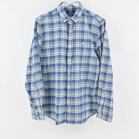 VINEYARD VINES Mens Plaid Shirt Size M Slim Longshore Blue Green Button Casual