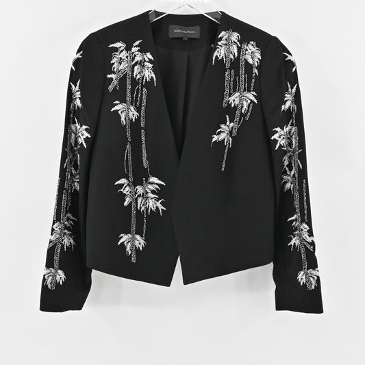 KOBI HALPERIN Embellished Jacket Womens Size S Black Beaded Palm Tree Blazer