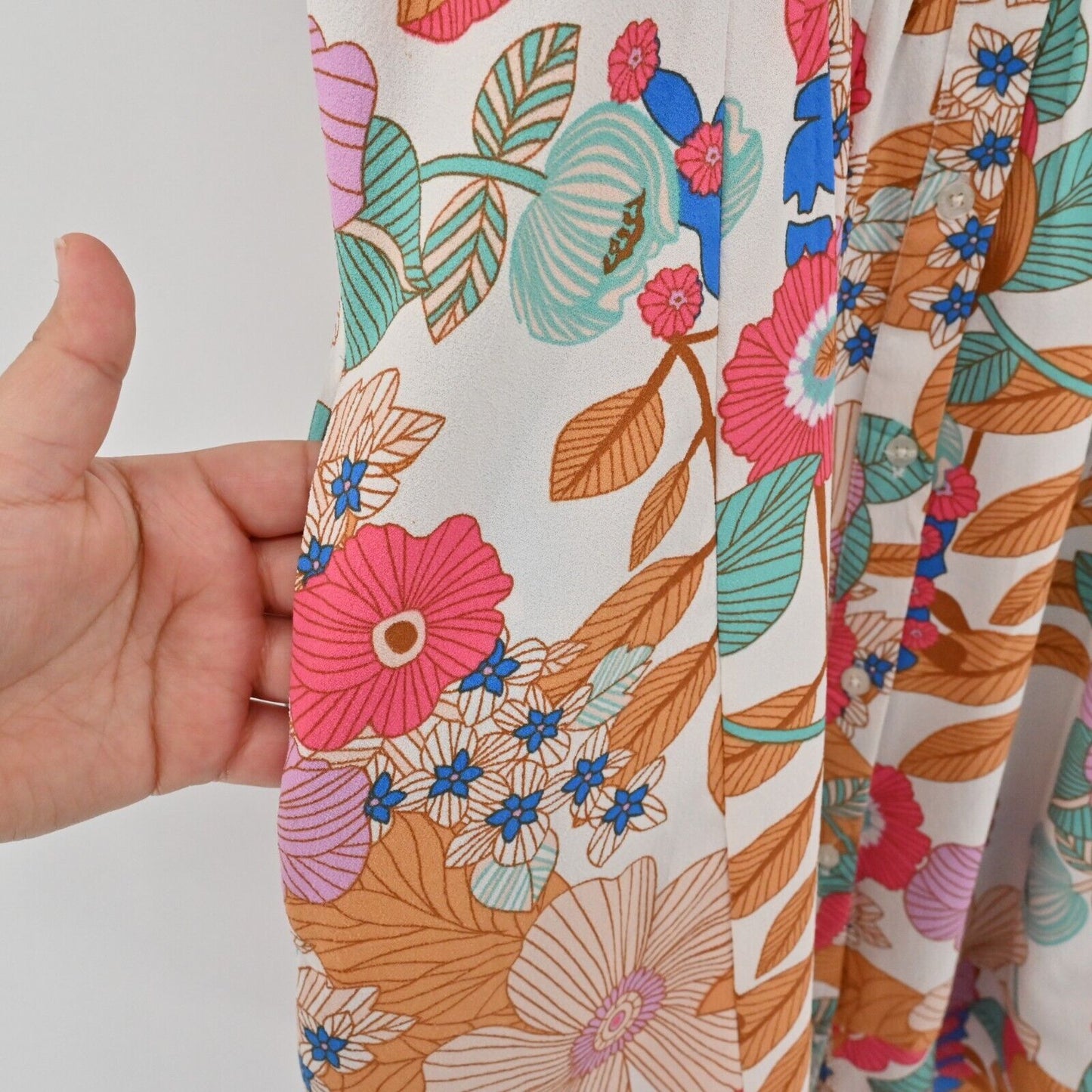 TOLANI Dress Sz XXS Multicolor Floral Print Tiered Button Front Mini Boho Retro