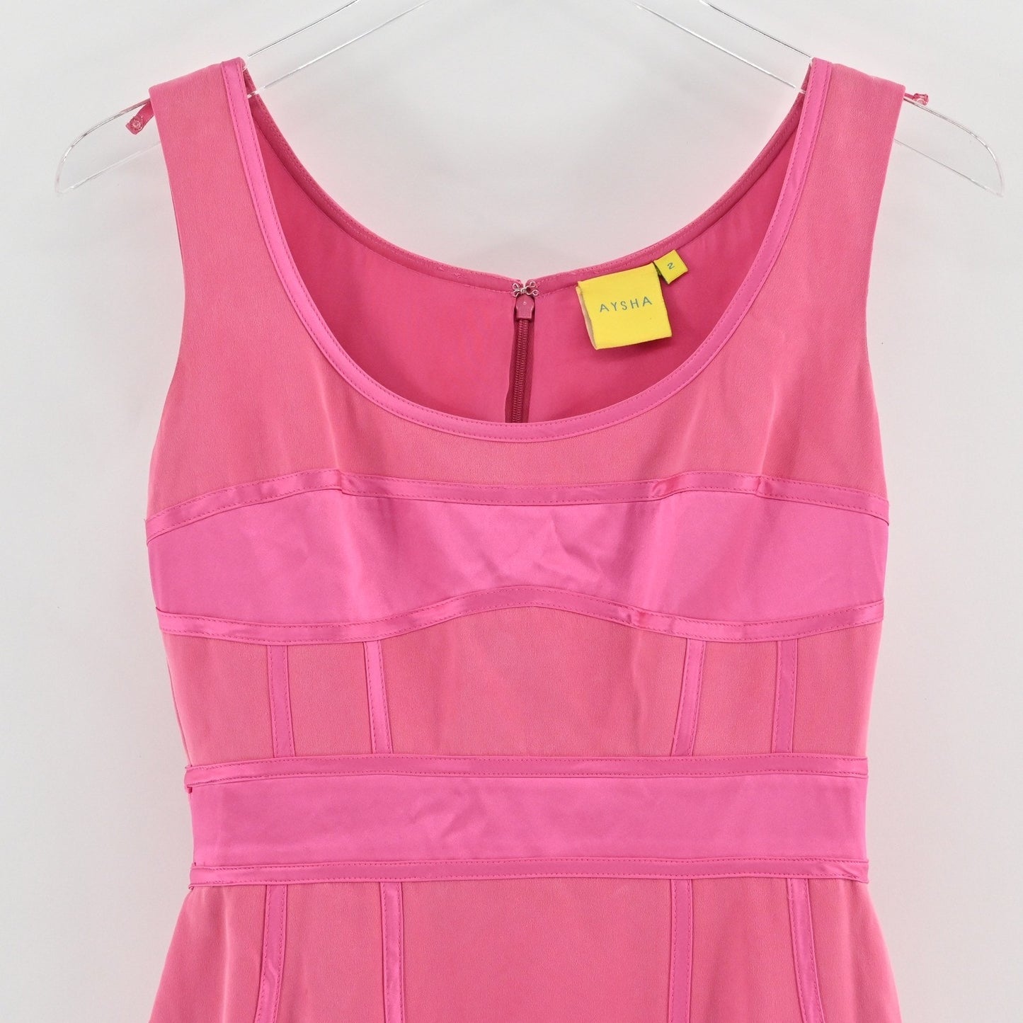 Aysha Pink Silk Dress Size 2 Retro Romantic Feminine Sleeveless Cocktail Party