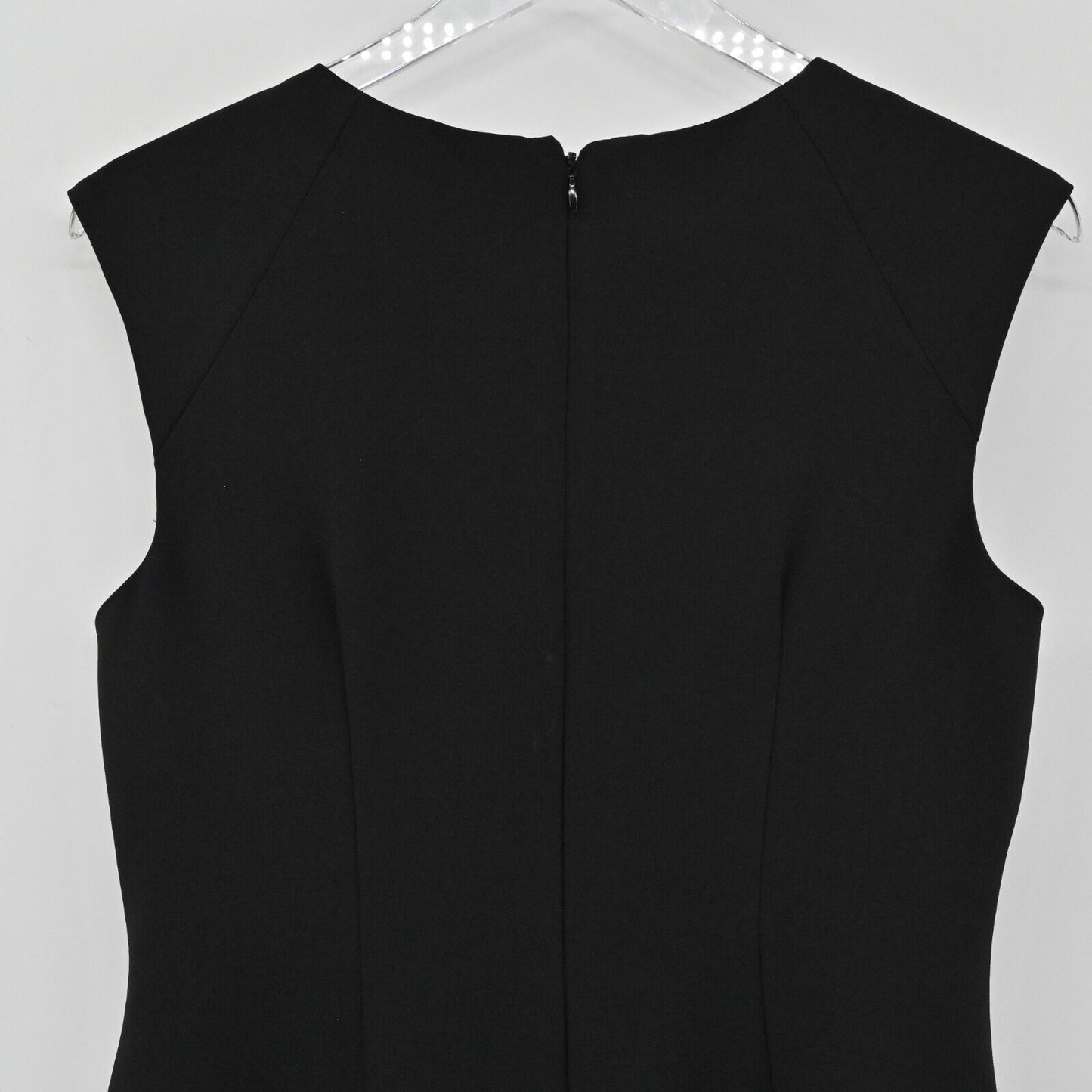 ADRIANNA PAPELL Dress Womens Size 10 Beaded Neck Solid Black Ruched Sleeveless