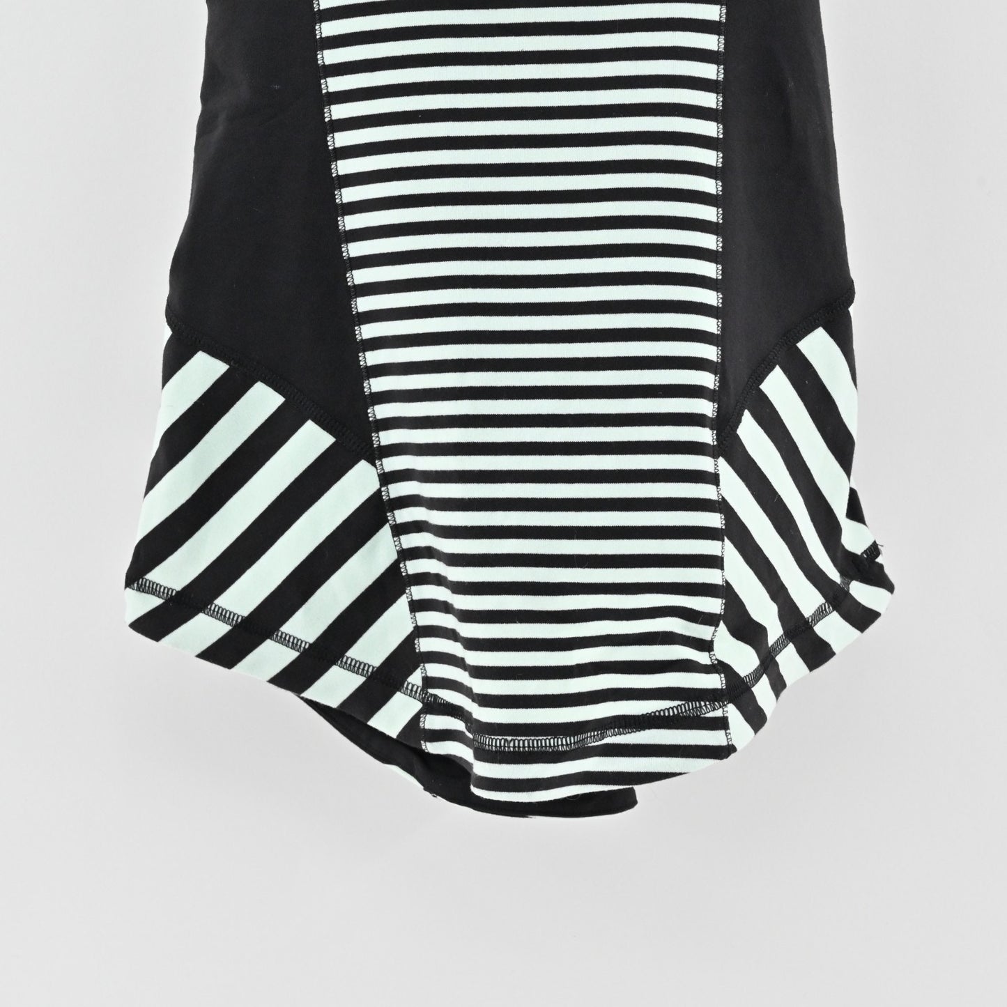 Lululemon Womens Work It Out Tank Top Size 4 Black Mint Green Stripe Logo Active