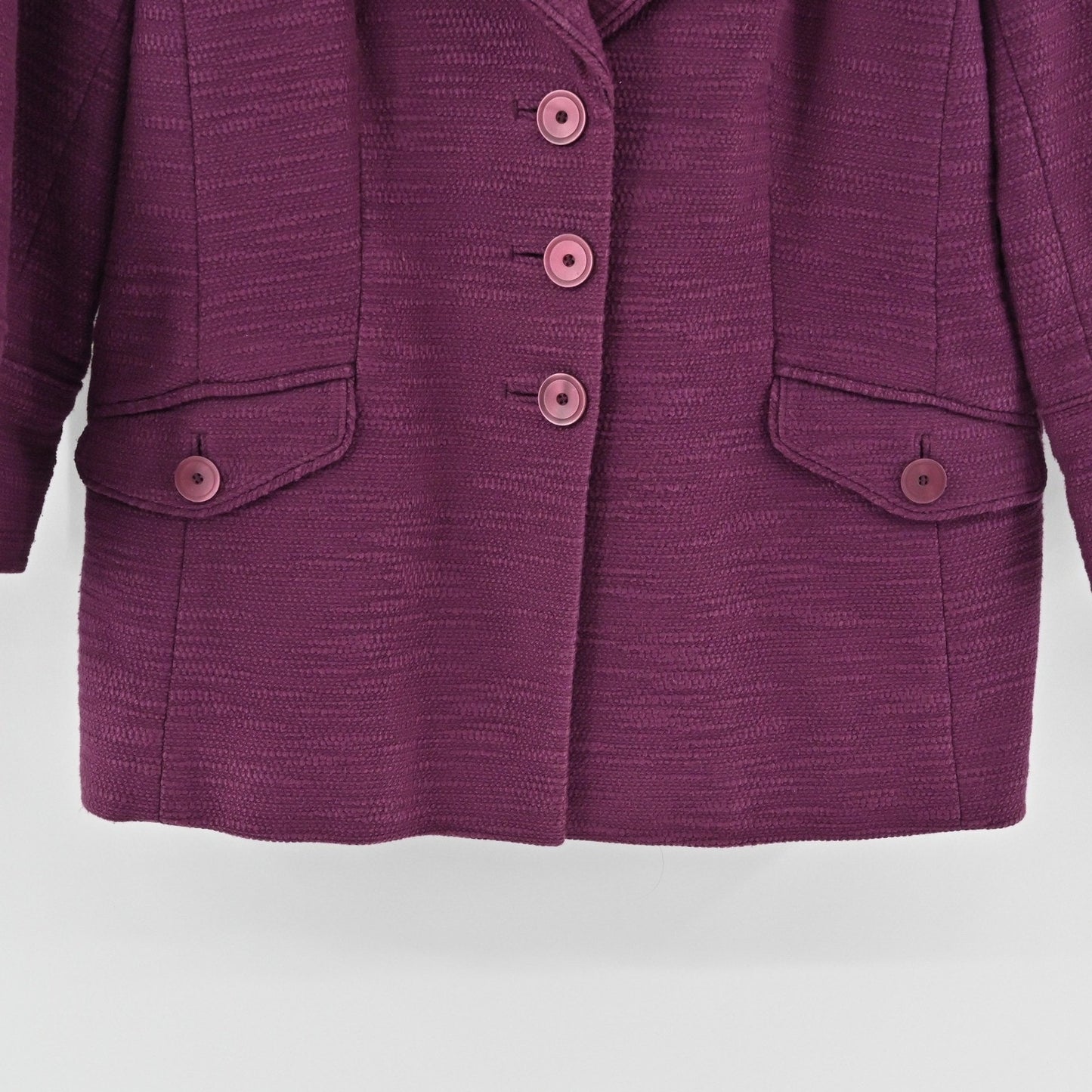 Classiques Entier Atelier Purple Textured 3/4 Sleeve Blazer Jacket - Women's