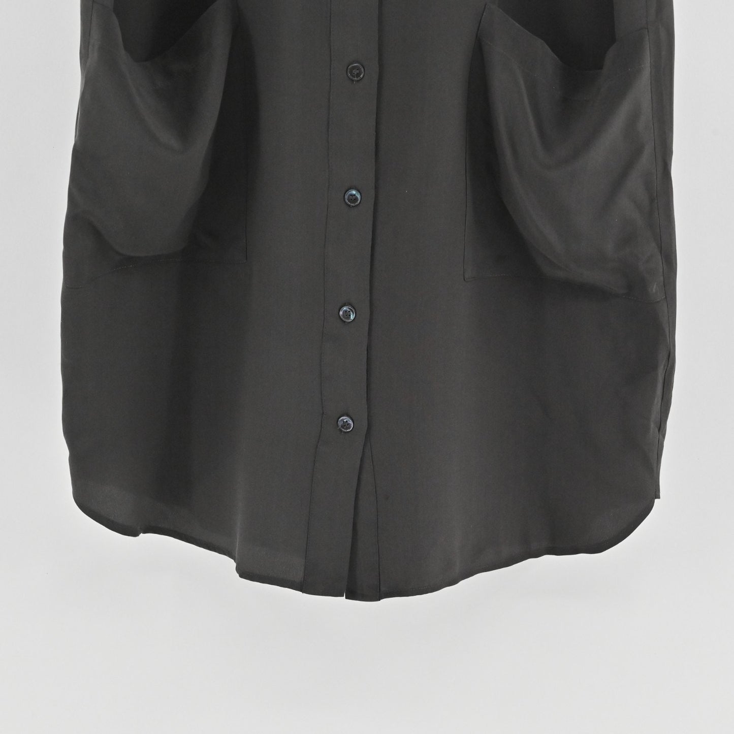 Derek Lam 10 Crosby Gray Silk Chiffon Dress Size 2 Sleeveless Collared Button Up