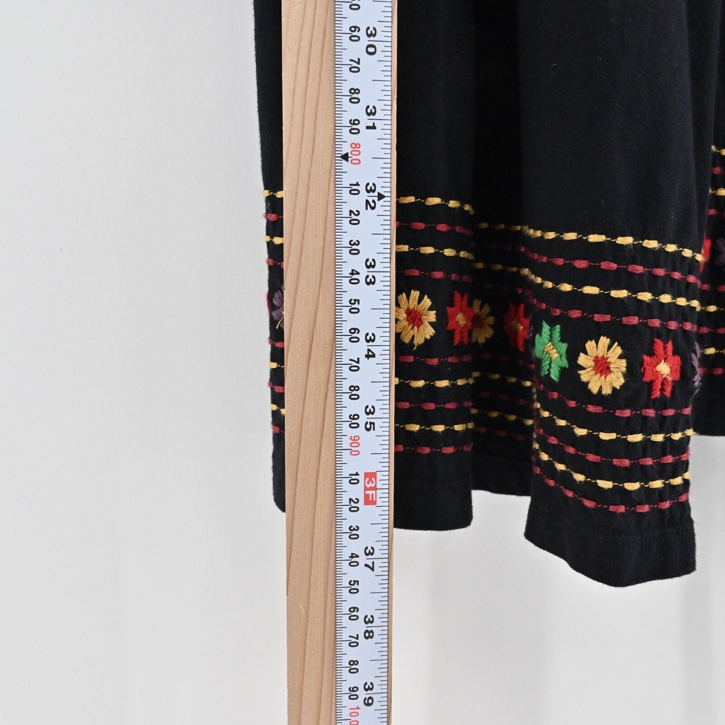 JOHNNY WAS Embroidered Wrap Dress Size S Black Floral Cotton V Neck 3/4 Sleeve