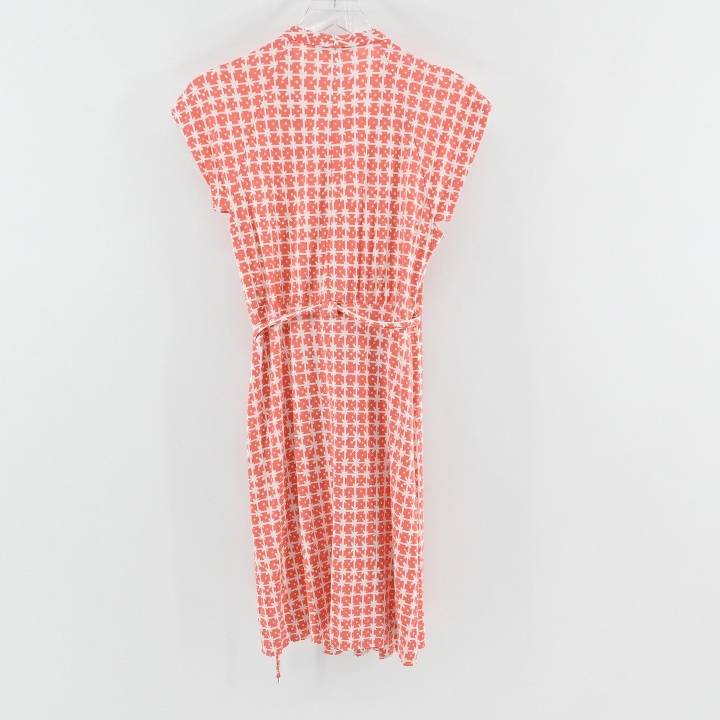 Diane Von Furstenberg Silk Wrap Dress Size 6 Coral Geo Print Chic Parisian DVF