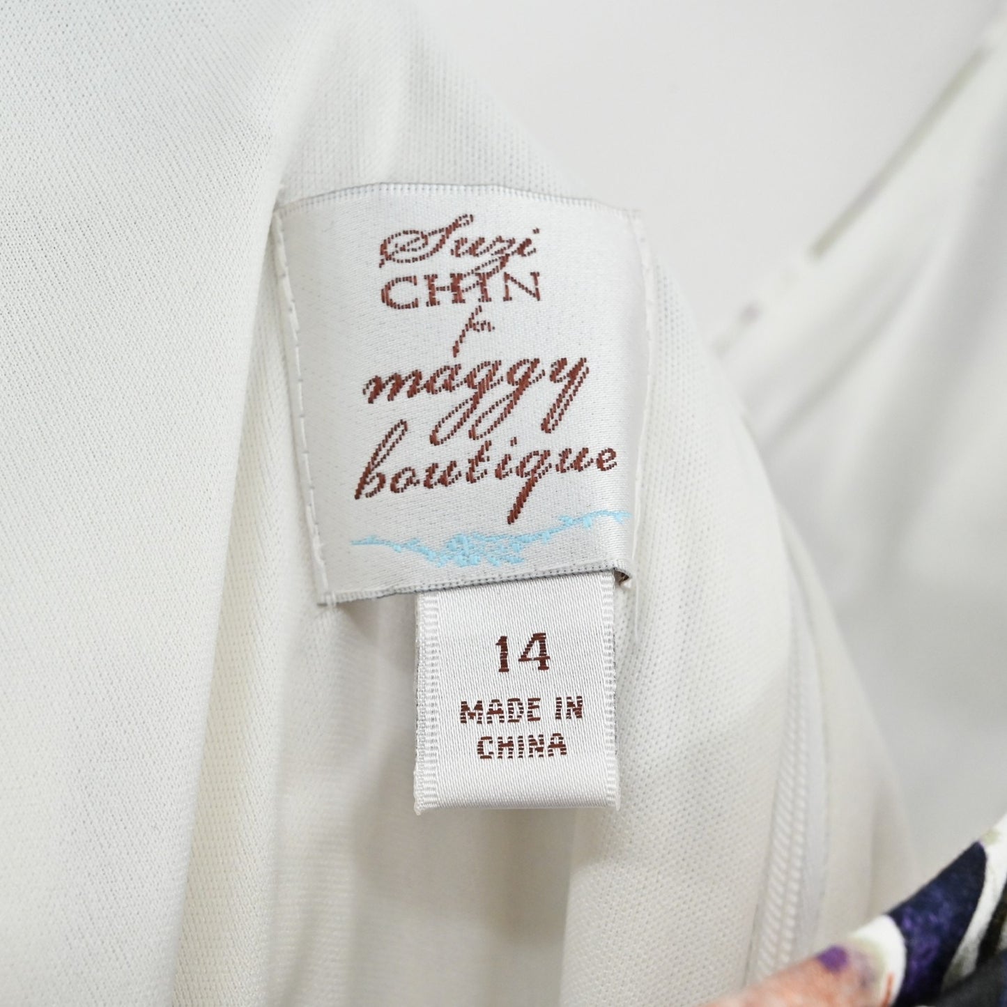 Suzi Chin Floral Pleated Sleeveless Dress Sz 14 Garden Party Ruched Square Neck