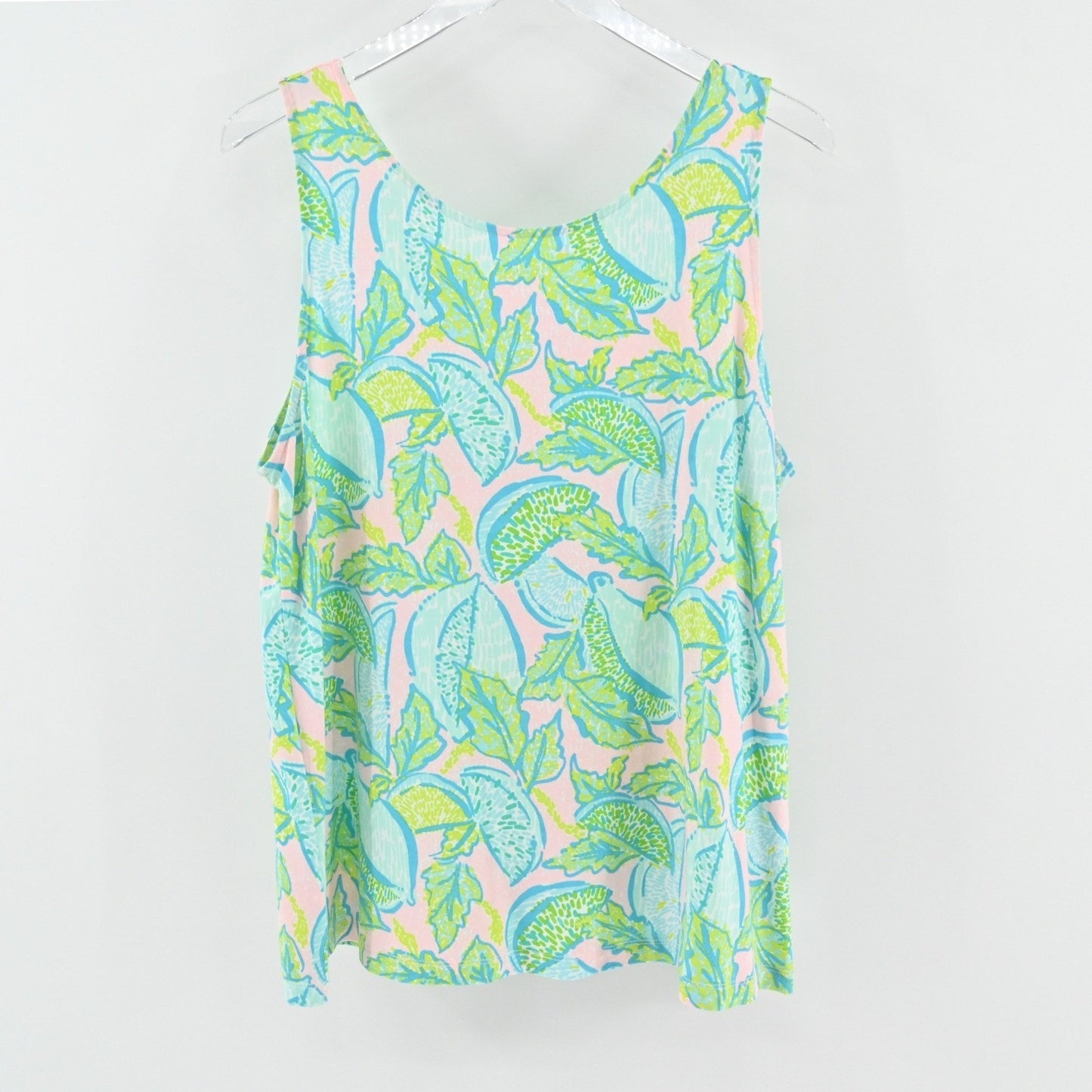 Lilly Pulitzer Kristen Top Size XL Vitamine Sea Citrus Green Blue Sleeveless