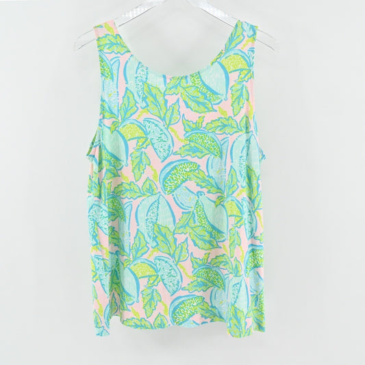 Lilly Pulitzer Kristen Top Size XL Vitamine Sea Citrus Green Blue Sleeveless