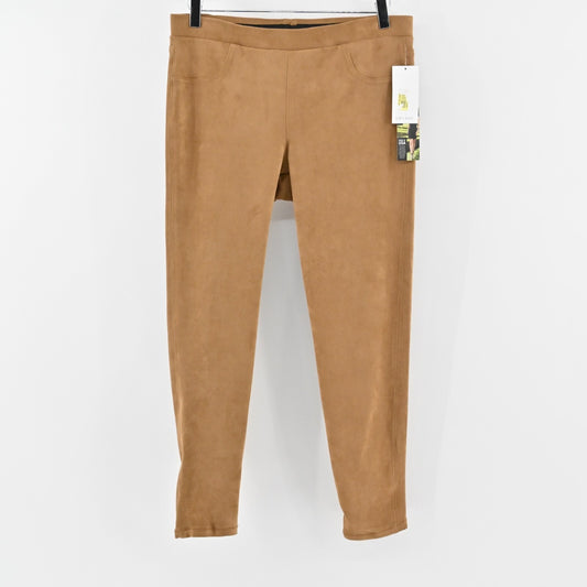 KAREN KANE Pants Womens Size L Faux Suede Cam Brown Skinny Leg Pull On NEW