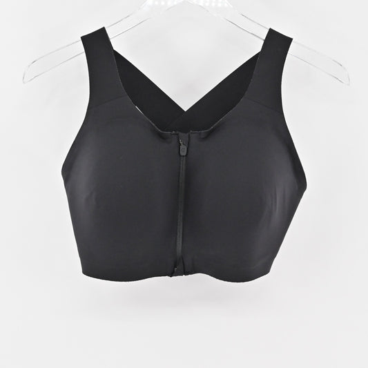 LULULEMON Sports Bra Size 34E Enlite Zip Front Black Sleeveless Athletic Casual