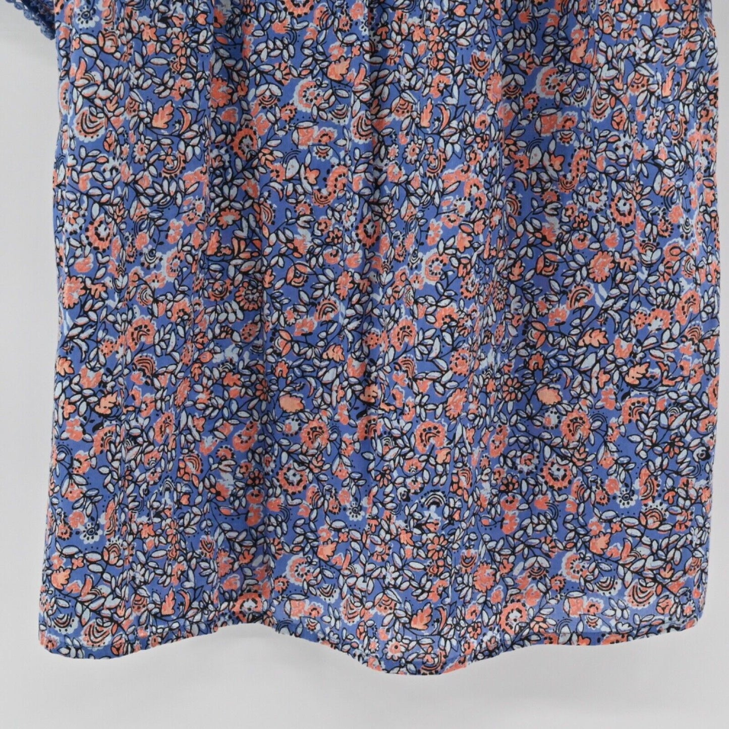 GEN HAPPY Energy Blouse Womens Size S Blue Floral 100% Cotton Embroidered Boho