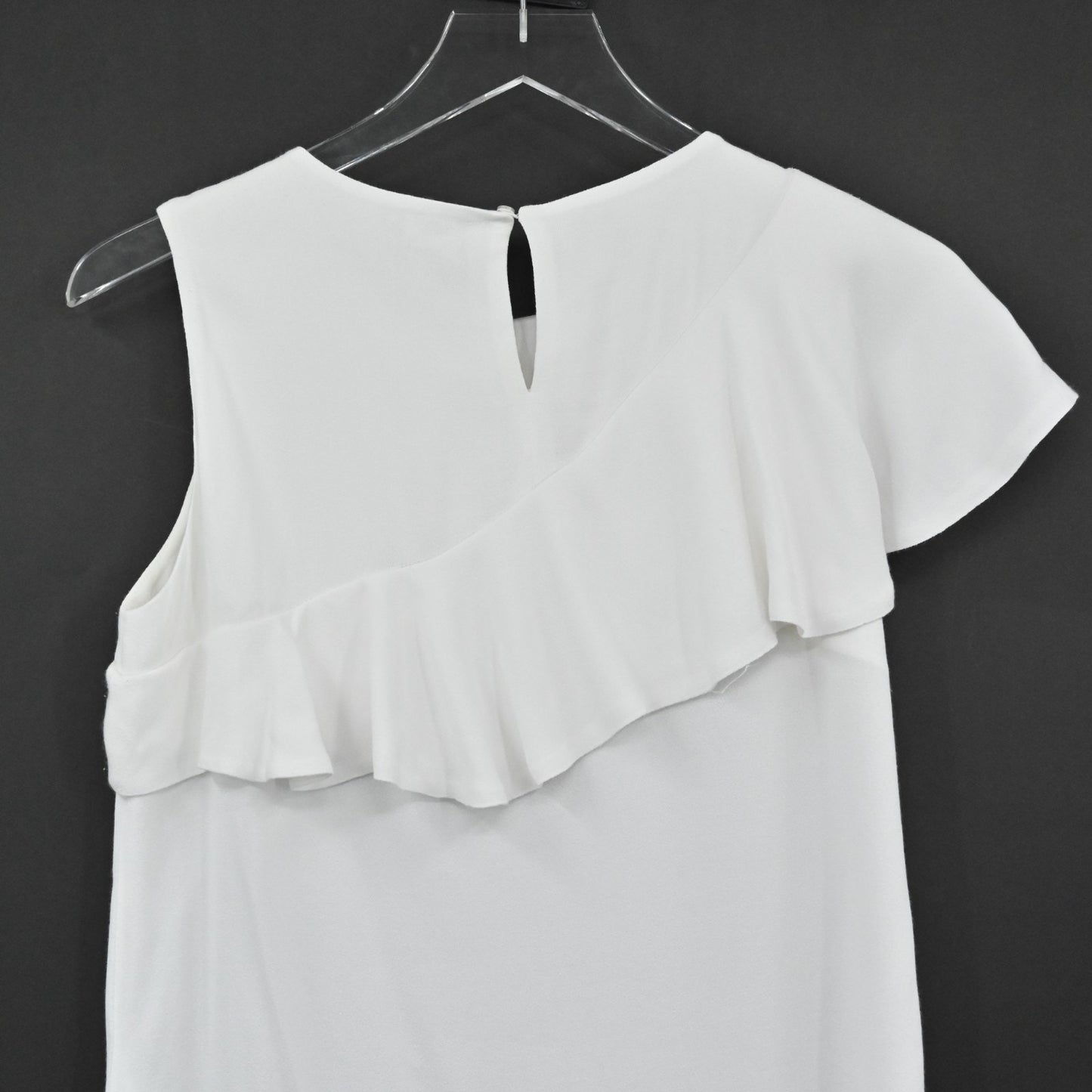 MAJE Womens Lorena White Ruffle Top Size S Sleeveless Coquette Black Buttons