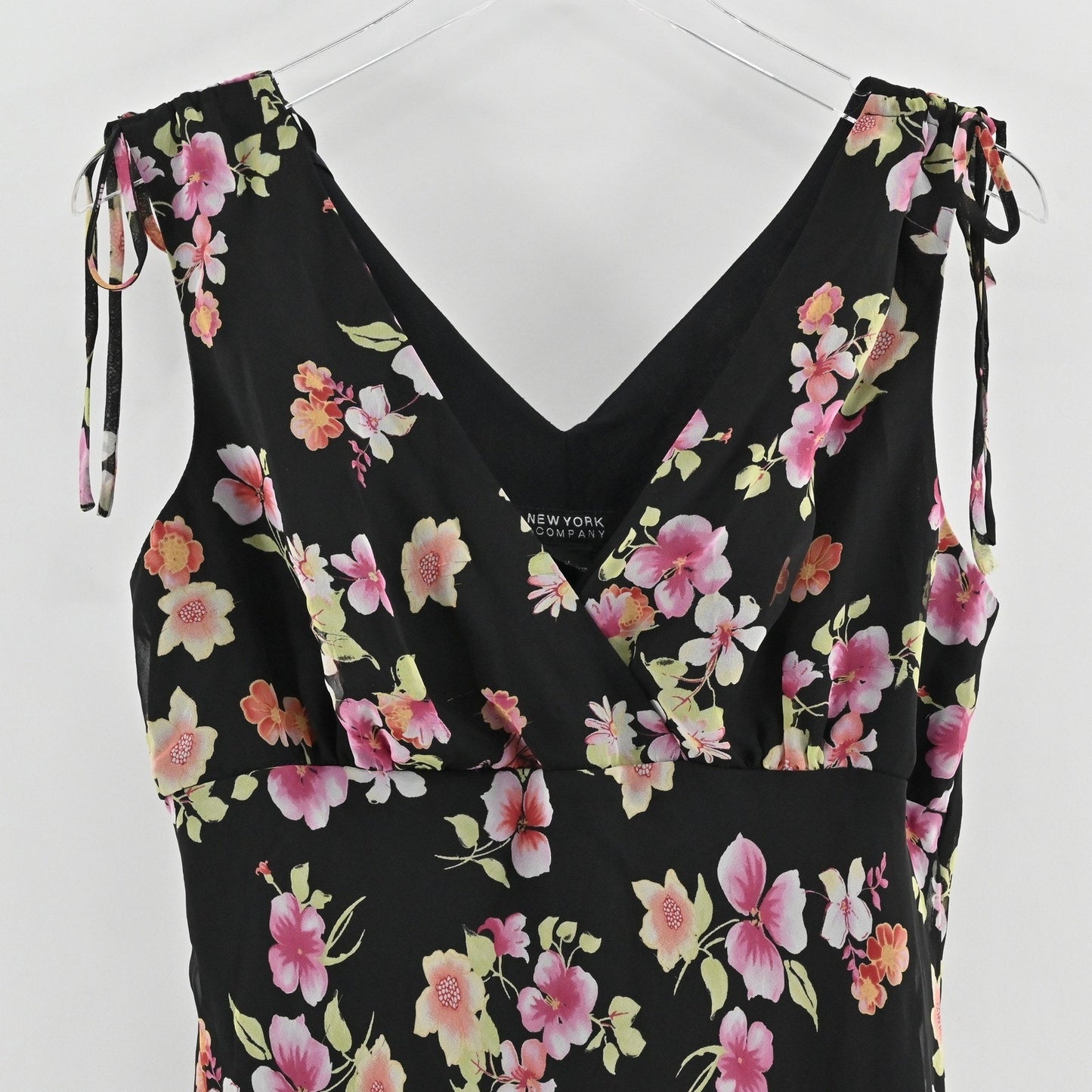 Vtg New York & Co Floral Midi Dress Size 14 Whimsigoth Fairygrunge Dark Romantic