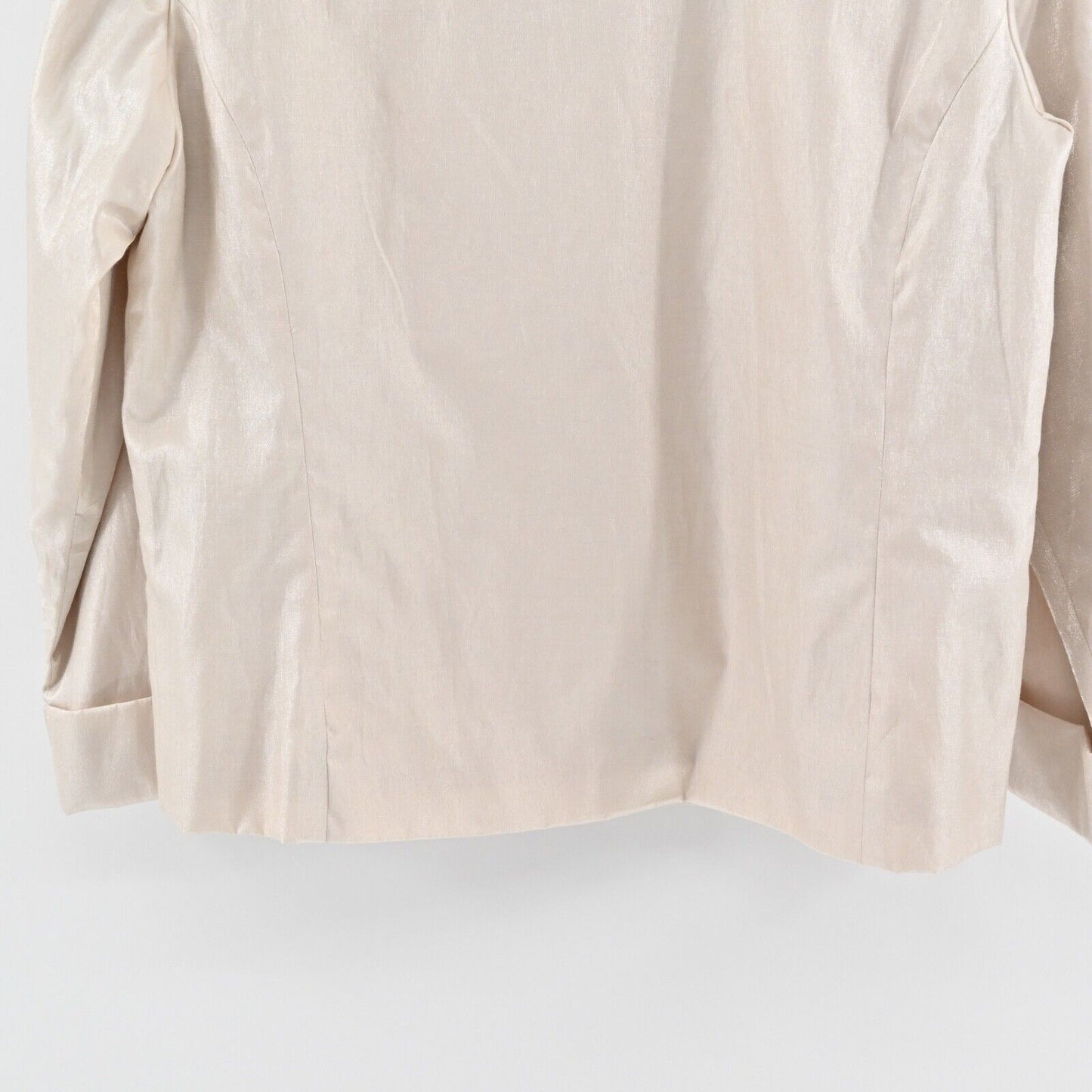 CHICOS Jacket Womens Size L Beige Metallic Cotton Blend Button Front Ailene NEW