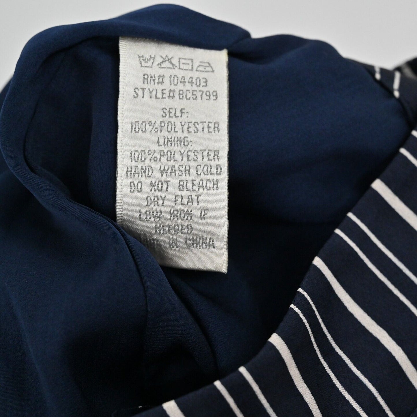 JOA Skirt Womens Sz 8 Navy Blue White Striped Asymmetric Tie Corpcore Office NEW