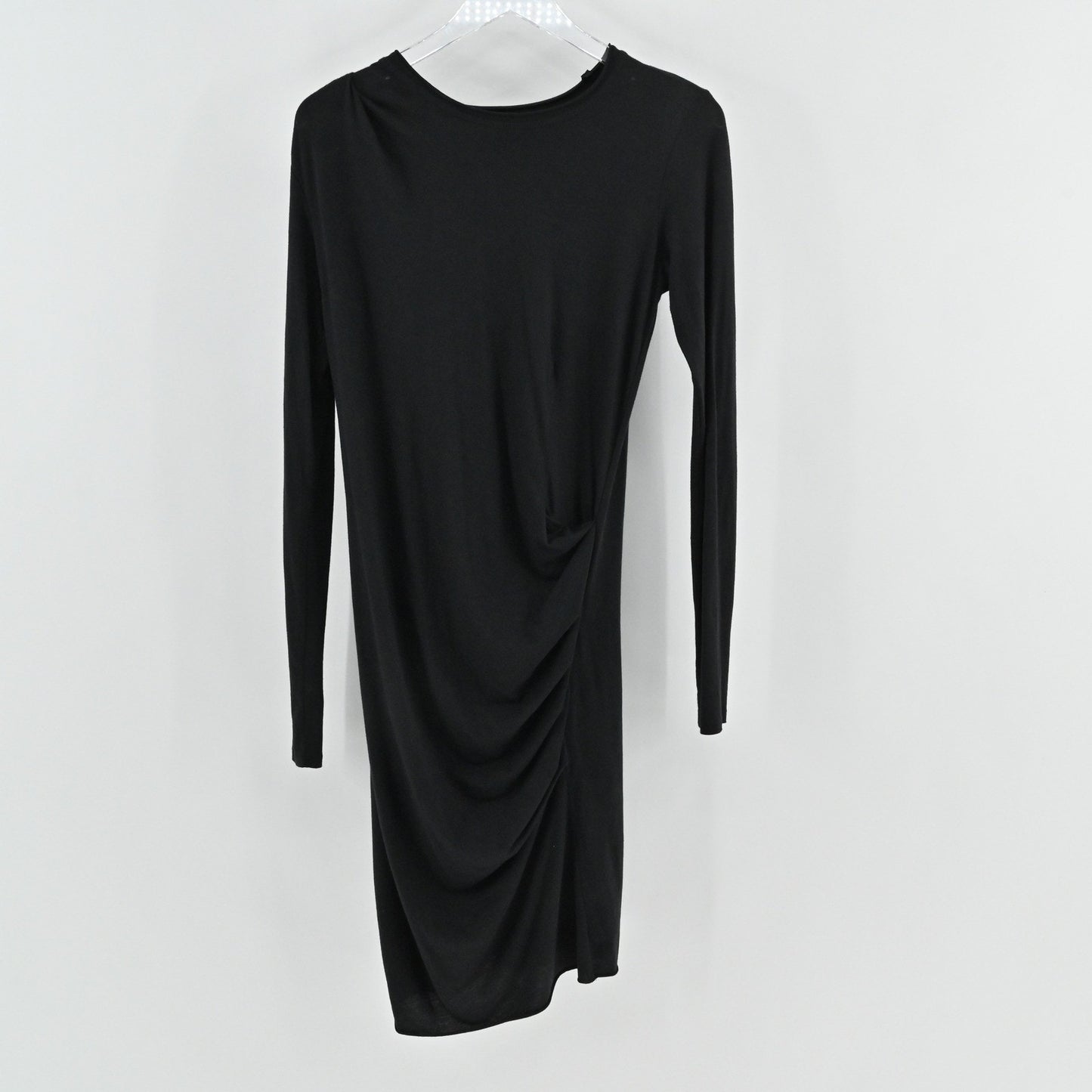 Rag & Bone Knit Dress Size XS Black Ruched Long Sleeve Bodycon Romantic Goth