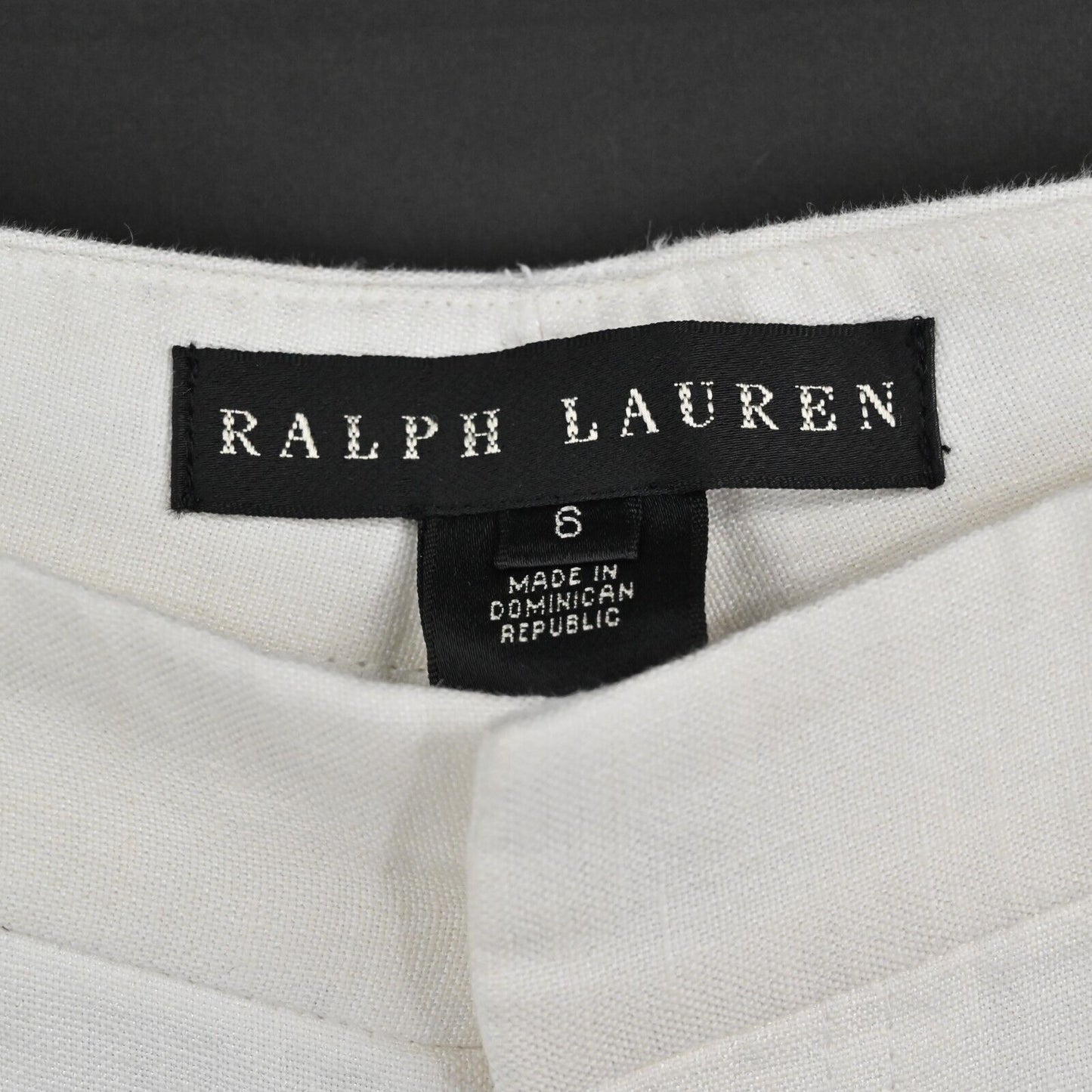 RALPH LAUREN Black Label Pants Womens Sz 6 White Linen Blend Cropped Wide Leg