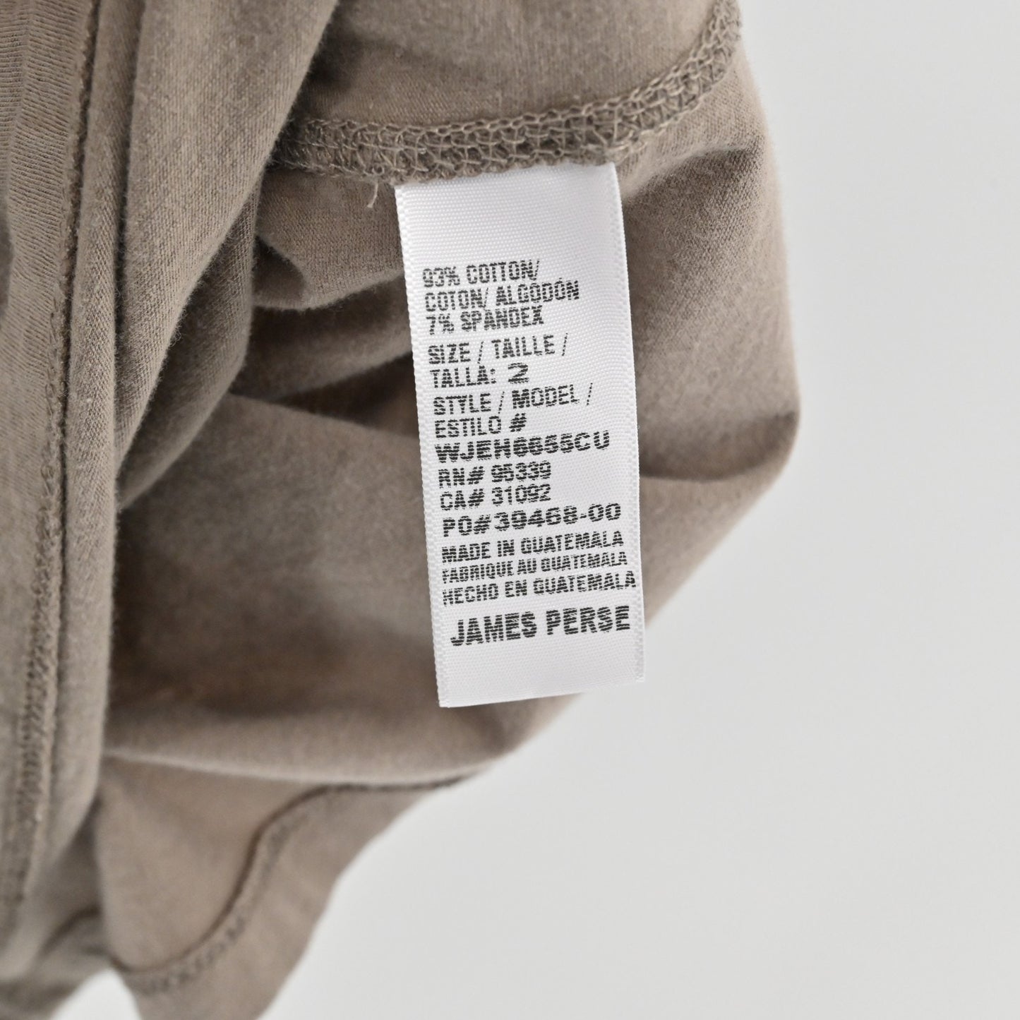 James Perse Cotton Long Sleeve Dress Fawn Taupe Size 2/M Standard Stretch Casual