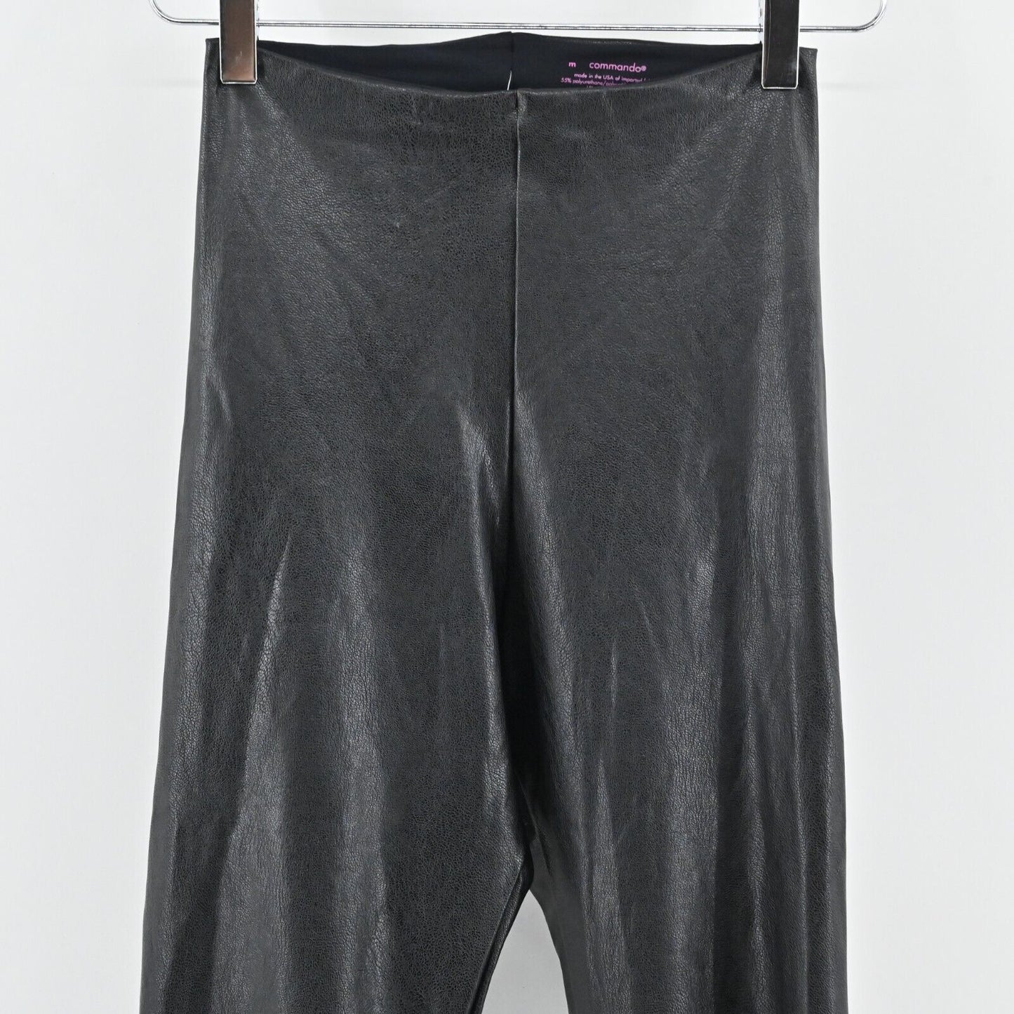 COMMANDO Pants Womens Size M Solid Black Faux Leather Cropped Flare Pull On NEW