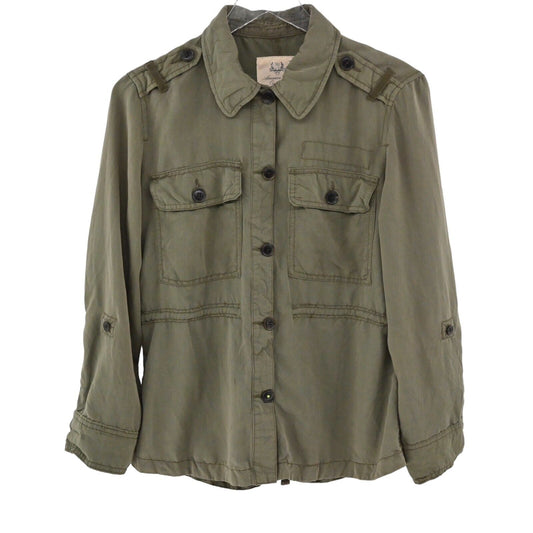 AMERICAN EAGLE Jacket Womens Sz S Army Green Button Front Military Utility Boho