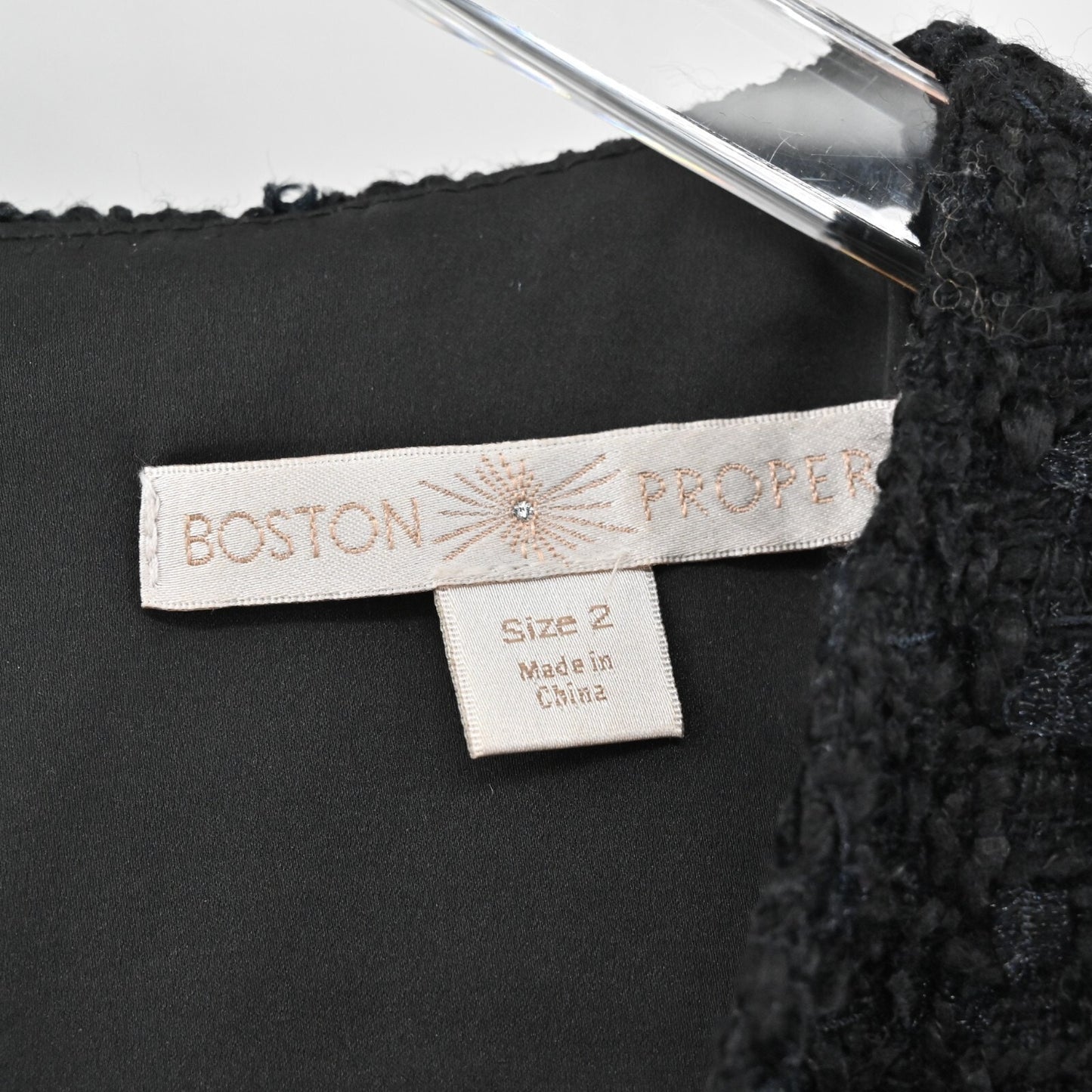 BOSTON PROPER Tweed Dress Size 2 Color Block Sleeveless Floral Fringe Mini Retro