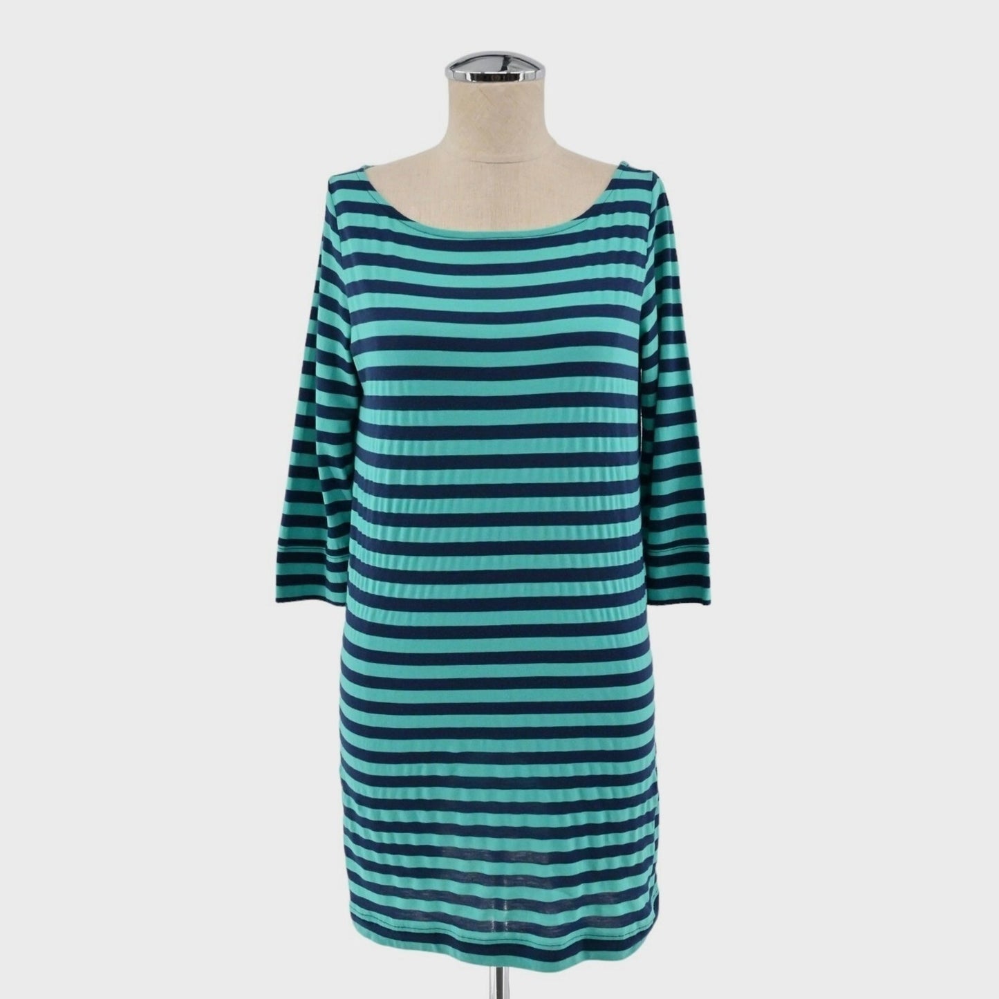 LILLY PULITZER Cassie Dress Size XS Blue Stripe Boat Neck Stretch Comfy Cotton