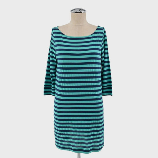 LILLY PULITZER Cassie Dress Size XS Blue Stripe Boat Neck Stretch Comfy Cotton