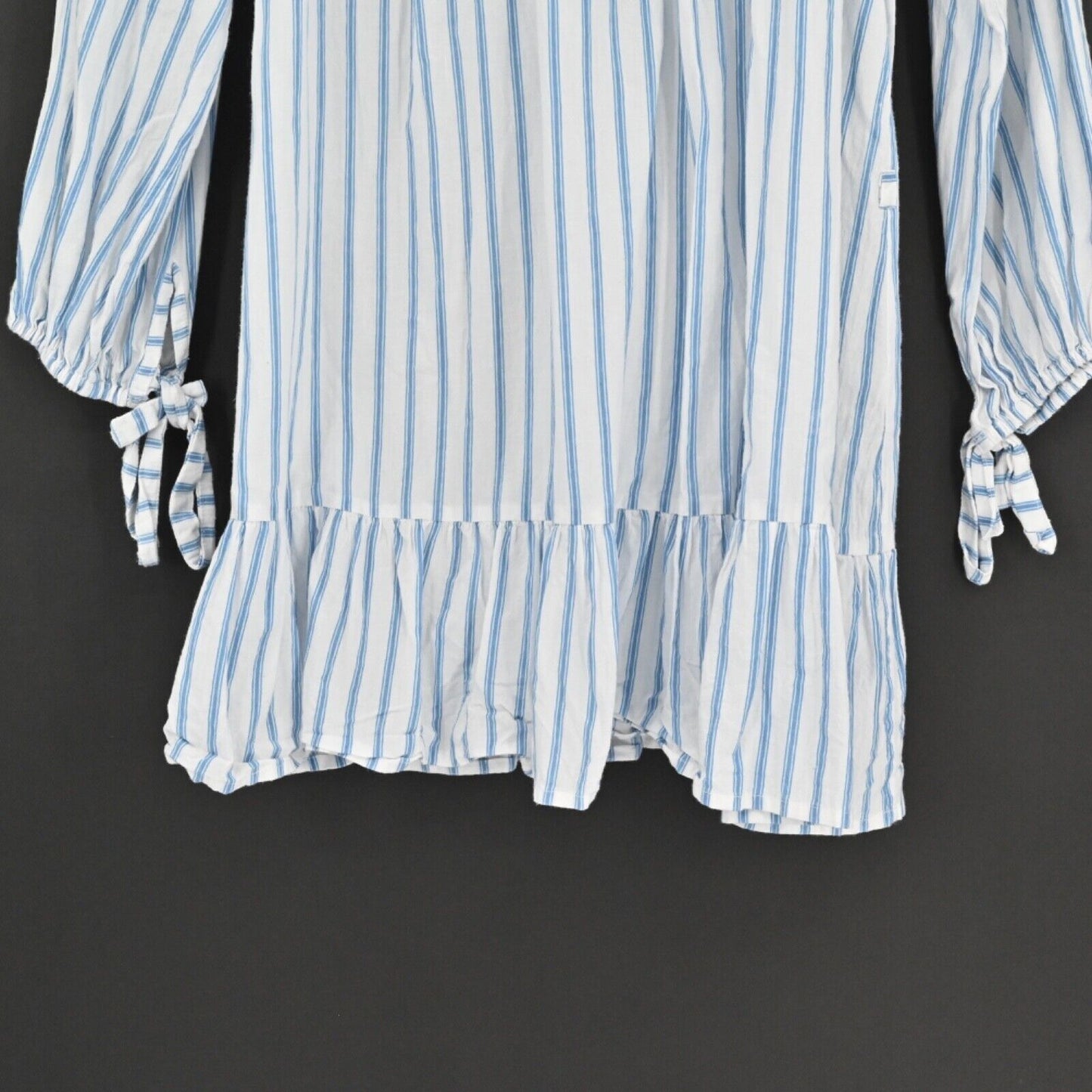 FAITHFULL THE BRAND Dress Womens Size 4 Milos Off The Shoulder Mini Blue Stripe